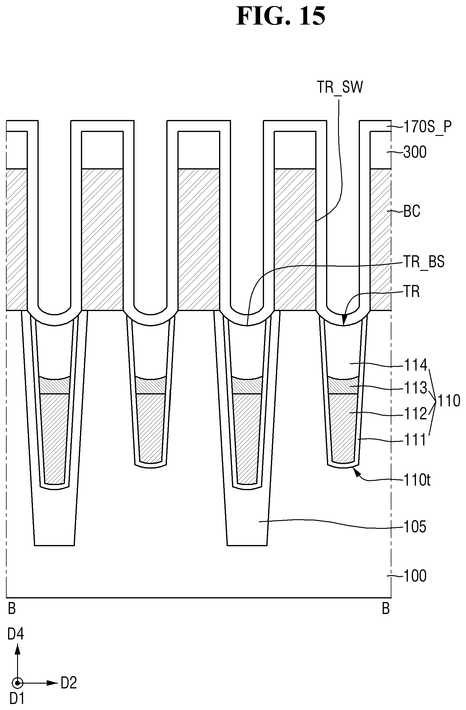 Patent US11832442 Figure 15 – Semiconductor memory device with buried contacts and a fence