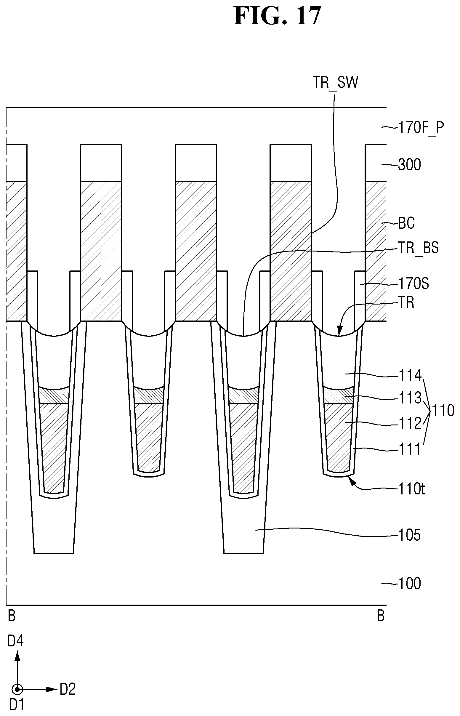 Patent US11832442 Figure 17 – Semiconductor memory device with buried contacts and a fence