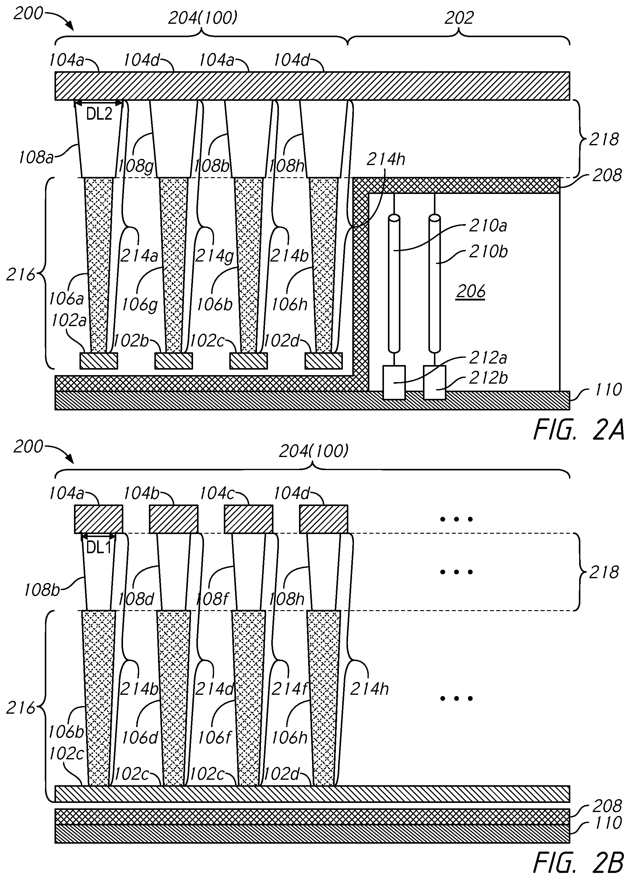 Patent US11832443 Figure 2 – Apparatuses including contacts in a peripheral region