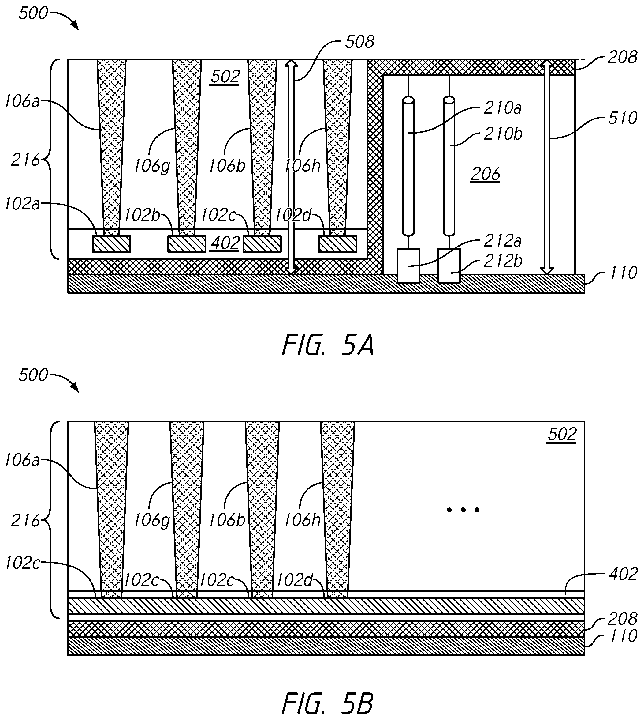 Patent US11832443 Figure 5 – Apparatuses including contacts in a peripheral region