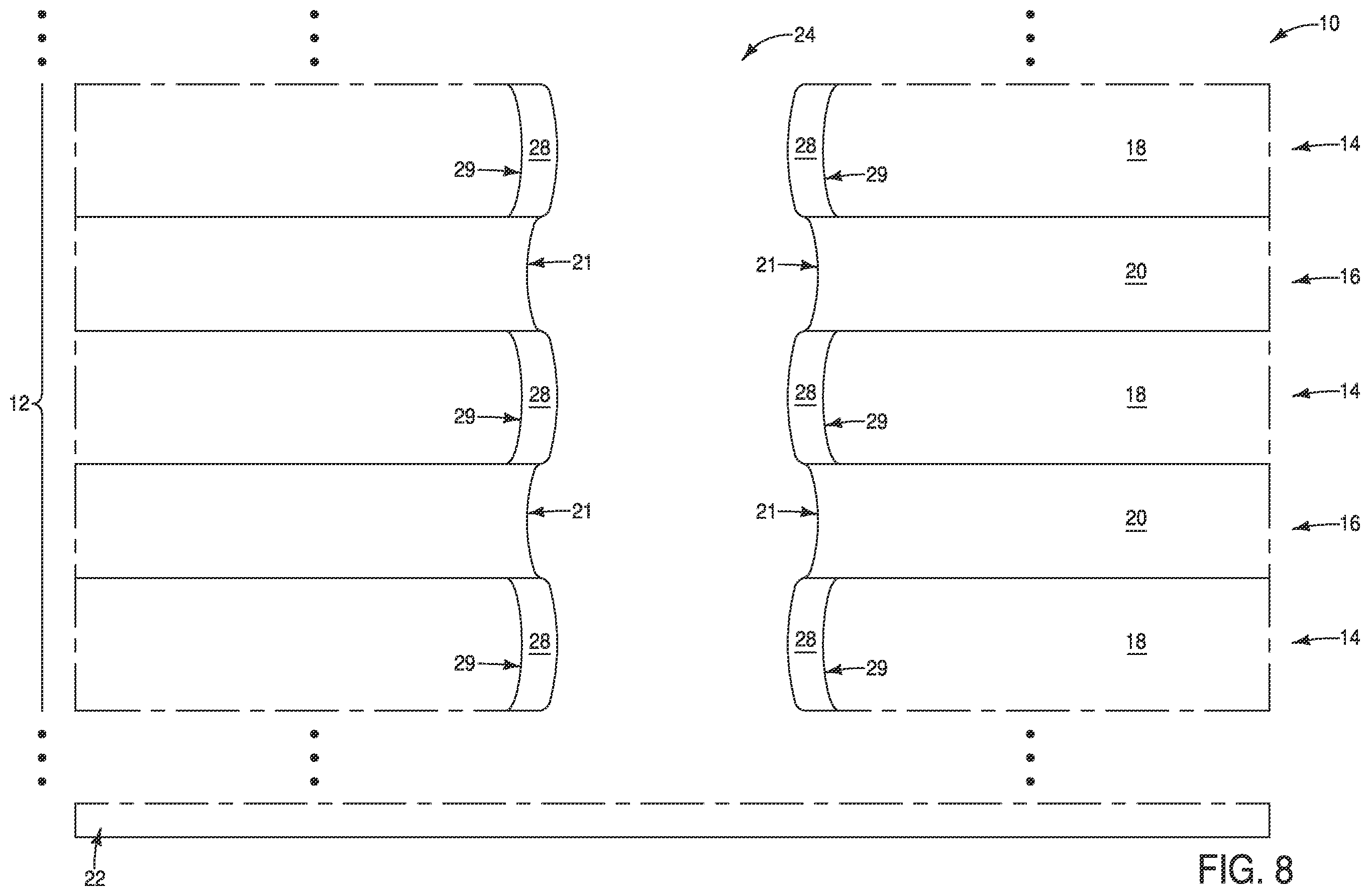 Patent US11832447 Figure 9 – Memory arrays, and methods of forming memory arrays