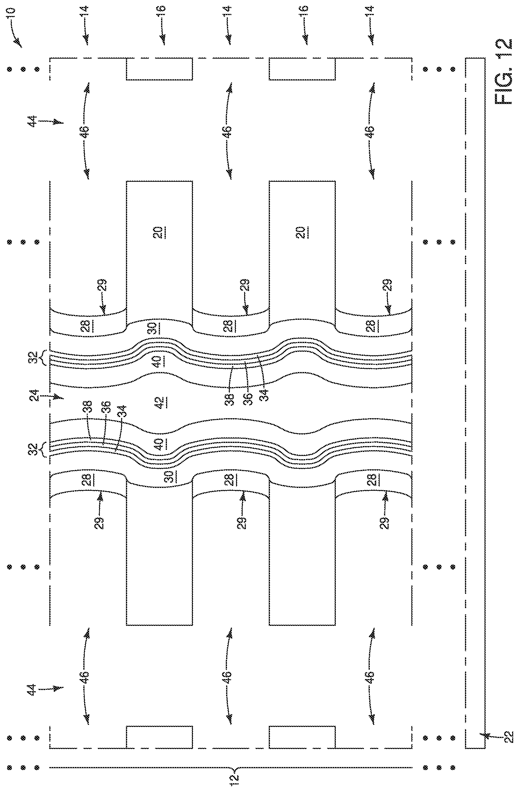 Patent US11832447 Figure 13 – Memory arrays, and methods of forming memory arrays