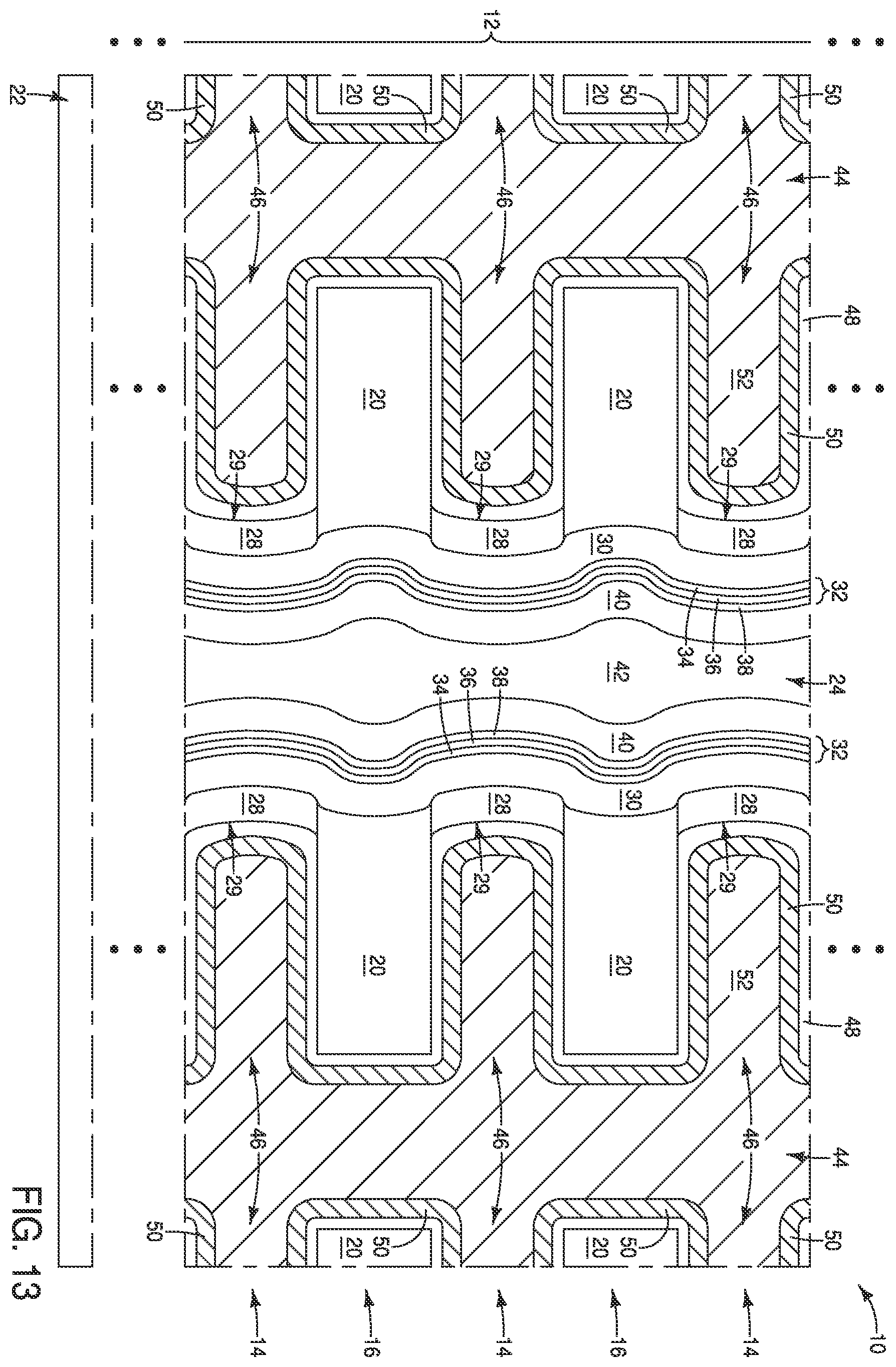 Patent US11832447 Figure 14 – Memory arrays, and methods of forming memory arrays