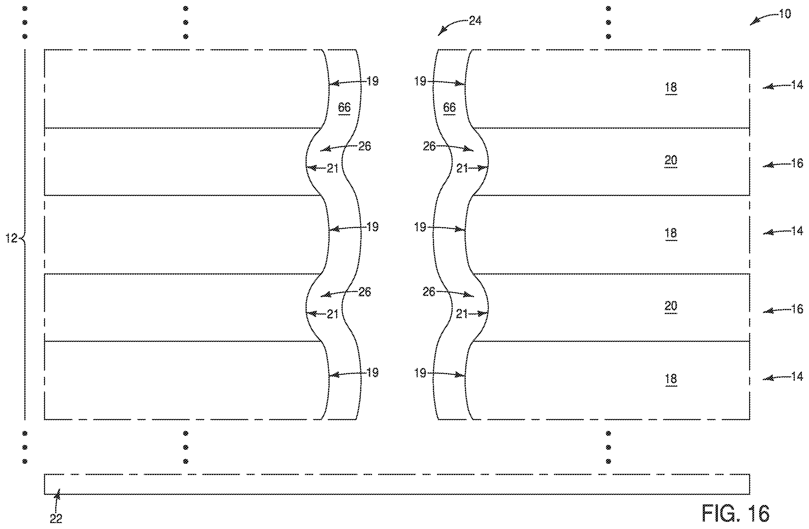 Patent US11832447 Figure 17 – Memory arrays, and methods of forming memory arrays