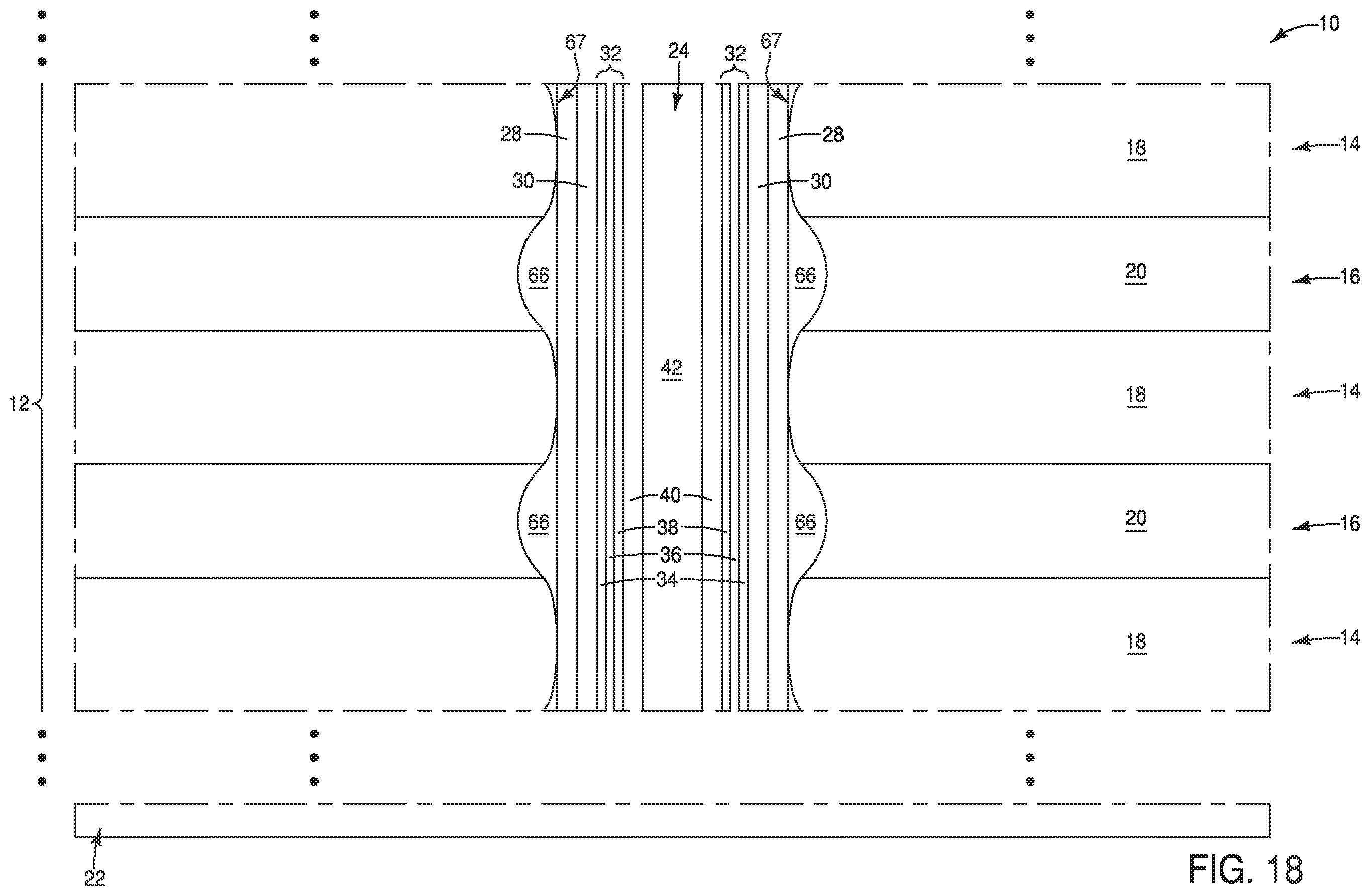 Patent US11832447 Figure 19 – Memory arrays, and methods of forming memory arrays