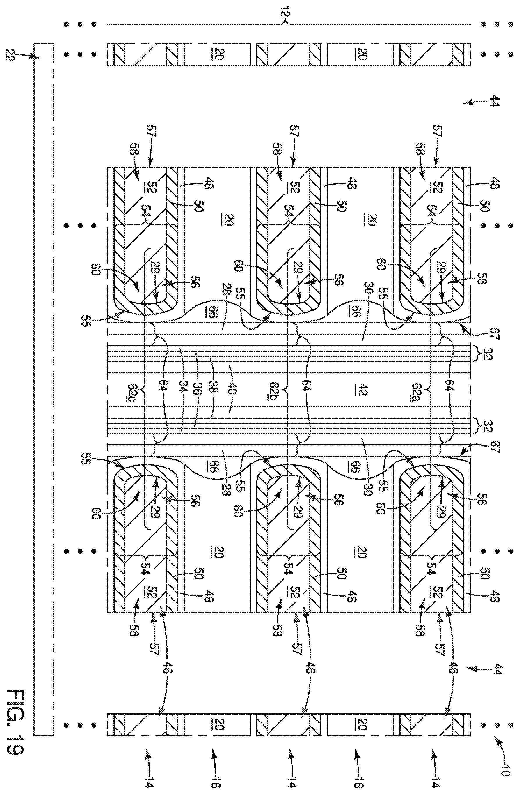 Patent US11832447 Figure 20 – Memory arrays, and methods of forming memory arrays