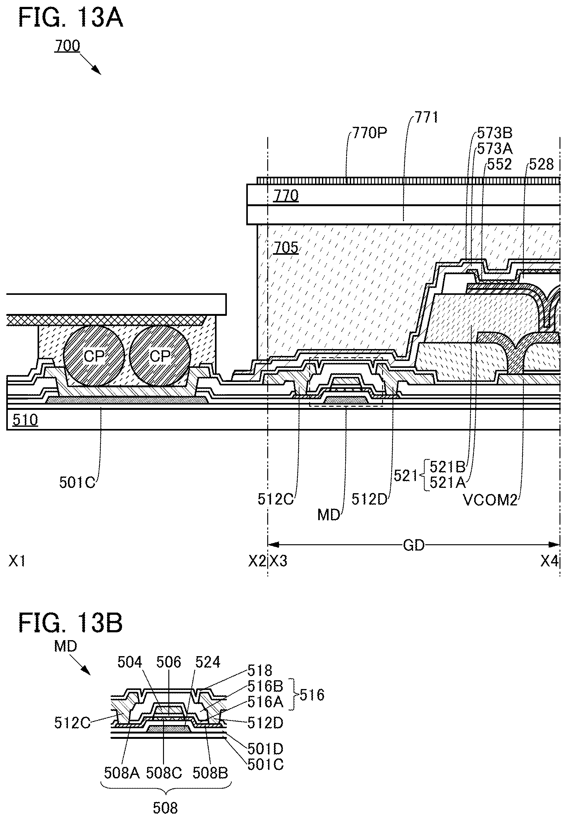 Patent US11832464 Figure 13 – Functional panel, display device, input/output device, and data processing device