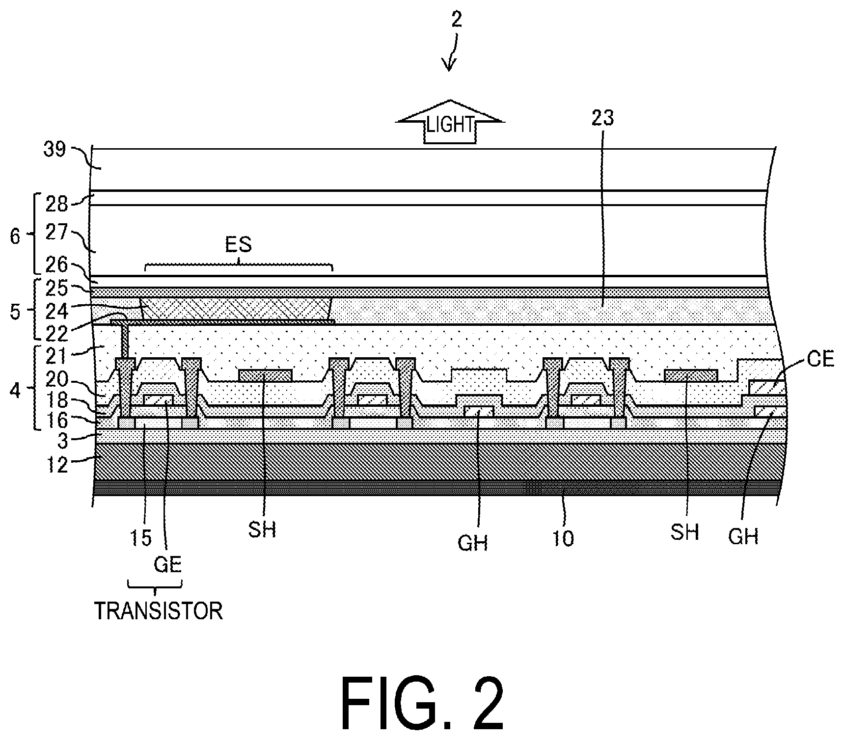 Patent US11832466 Figure 2 – Electroluminescent element and display device