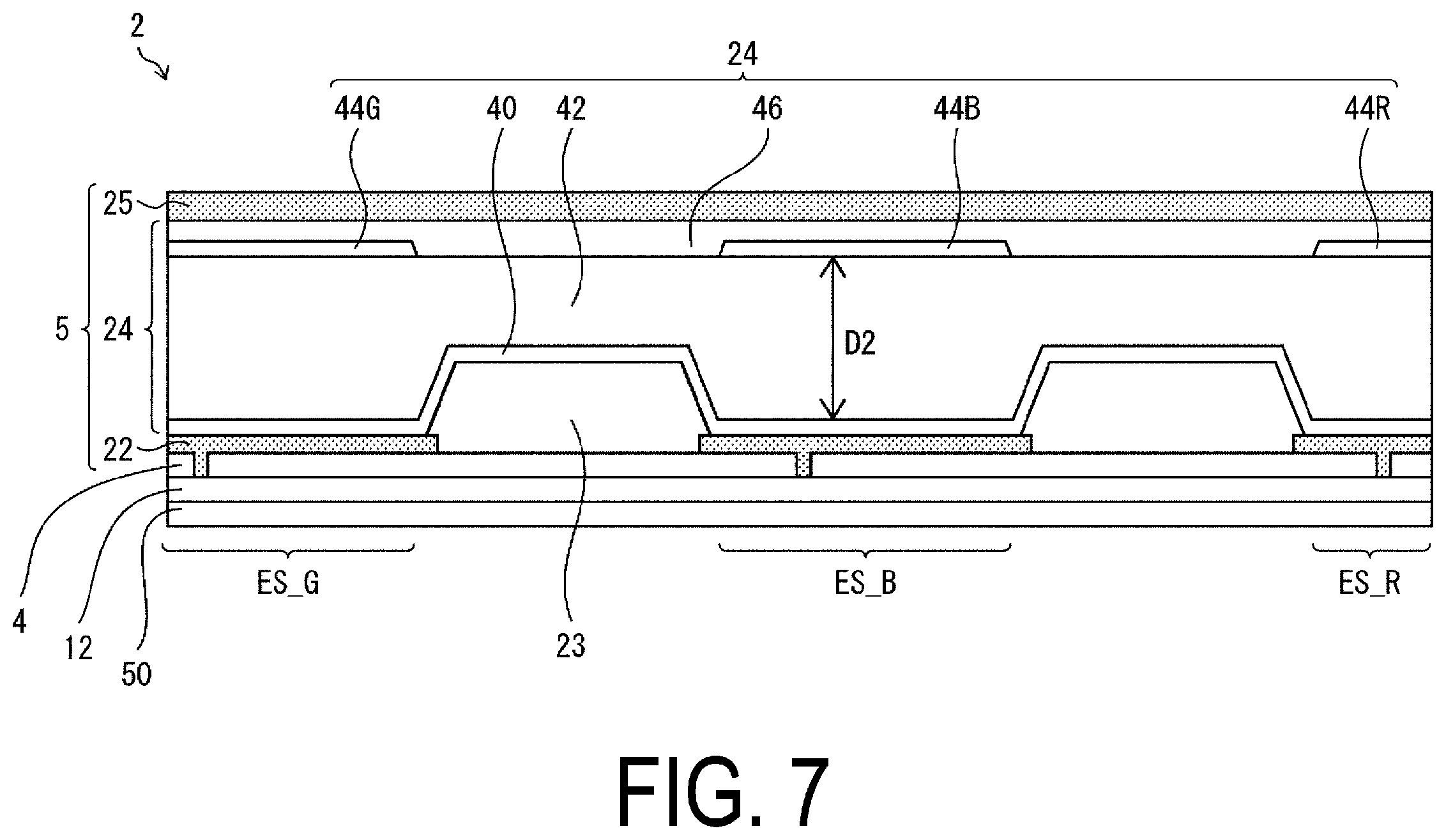Patent US11832466 Figure 7 – Electroluminescent element and display device