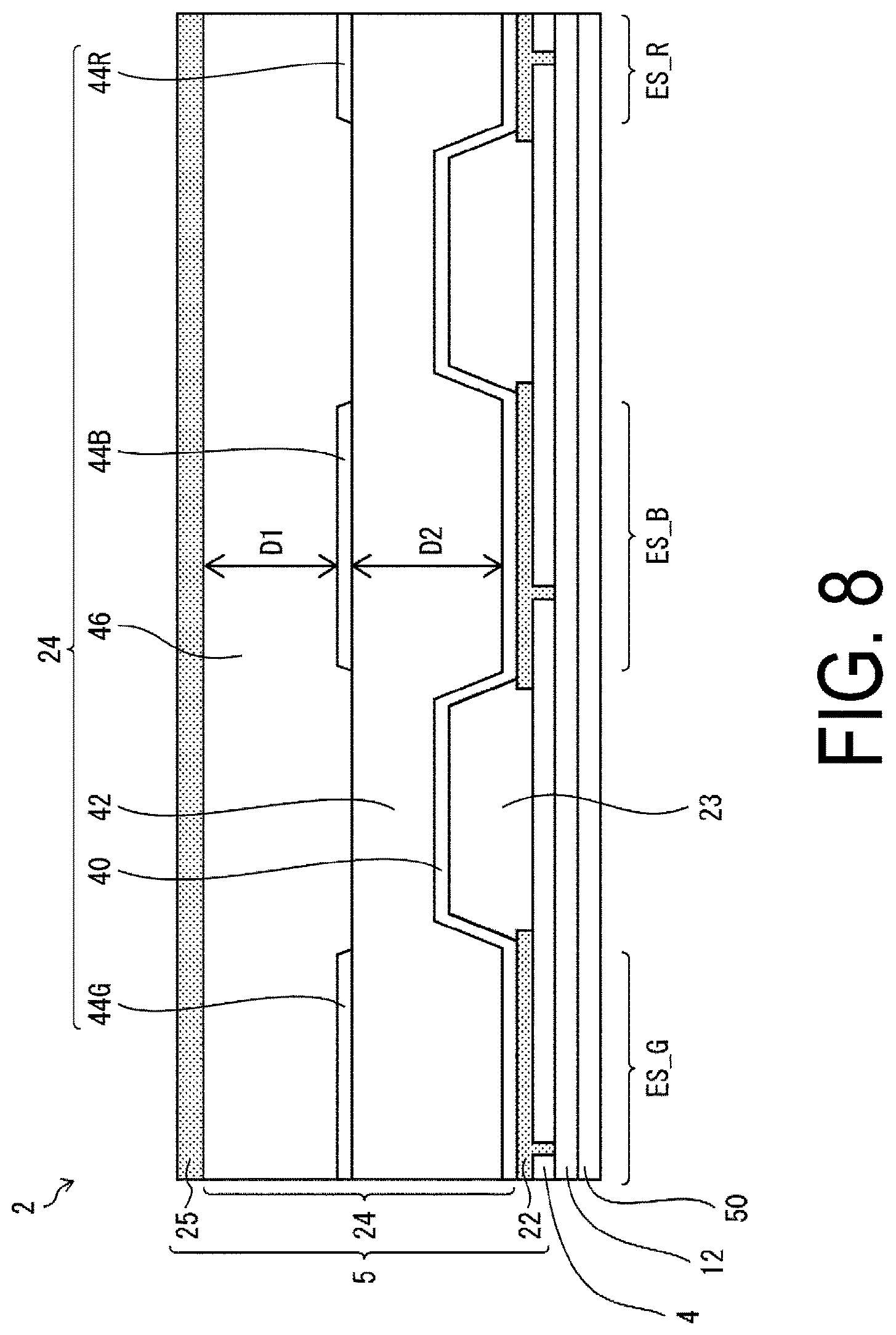 Patent US11832466 Figure 8 – Electroluminescent element and display device