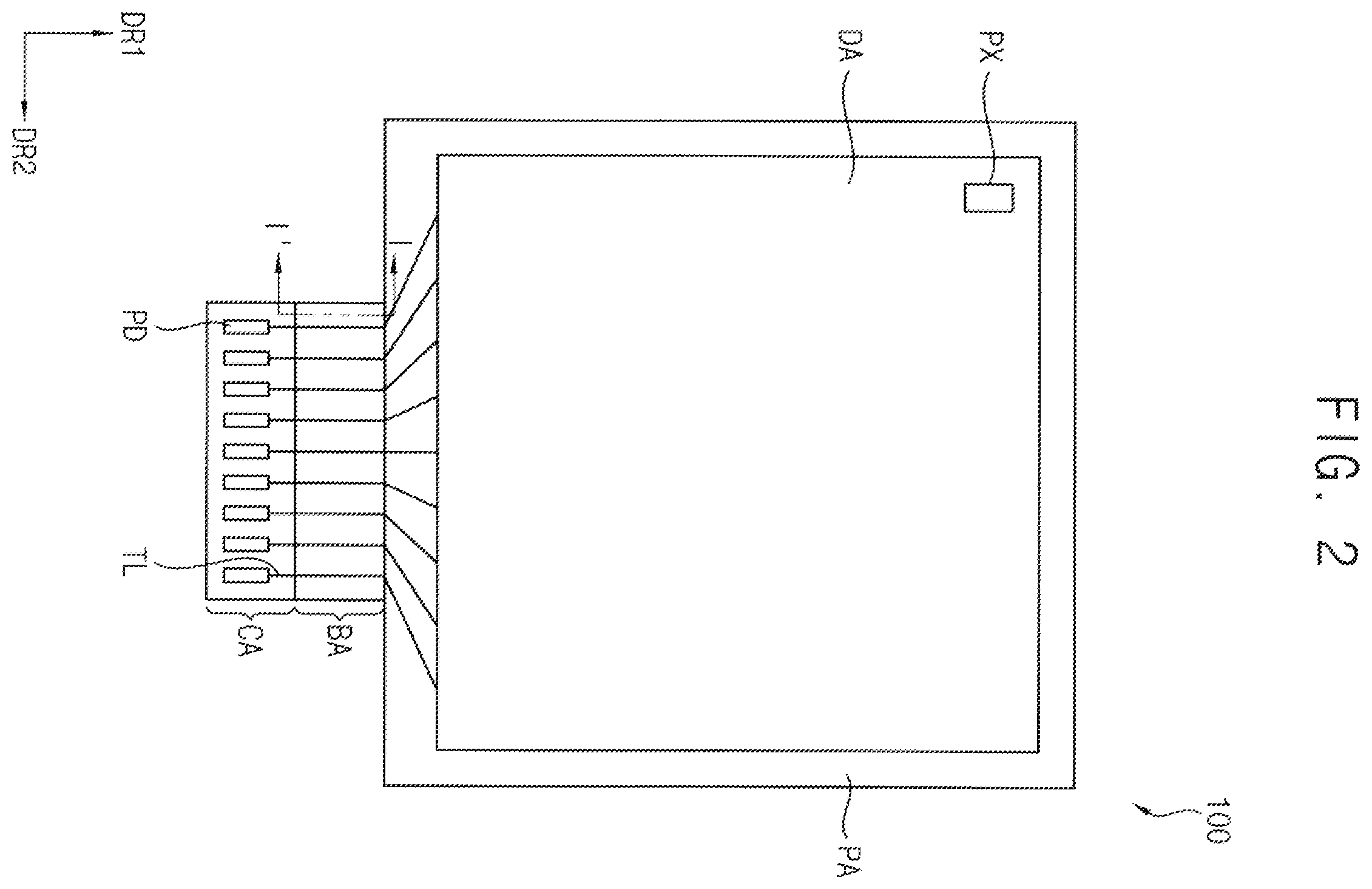 Patent US11832471 Figure 2 – Inorganic layer structure in bending area of display device and method of providing the same