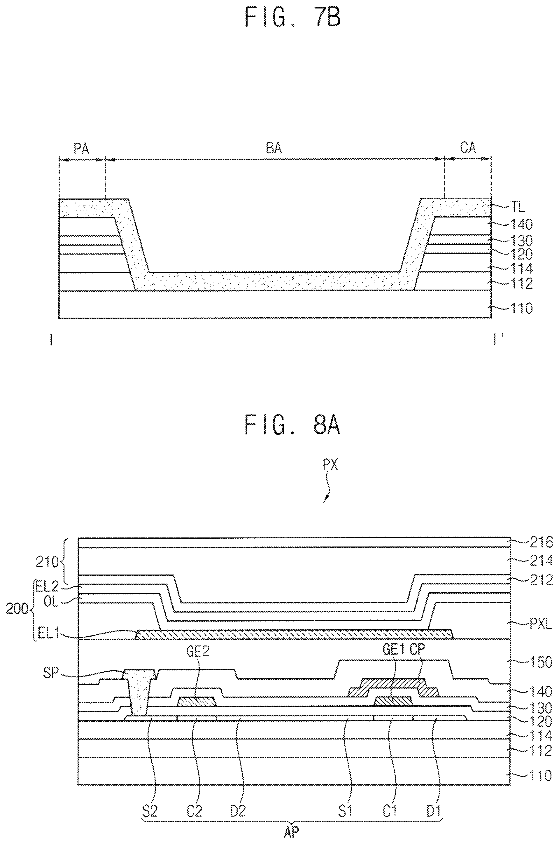 Patent US11832471 Figure 7 – Inorganic layer structure in bending area of display device and method of providing the same