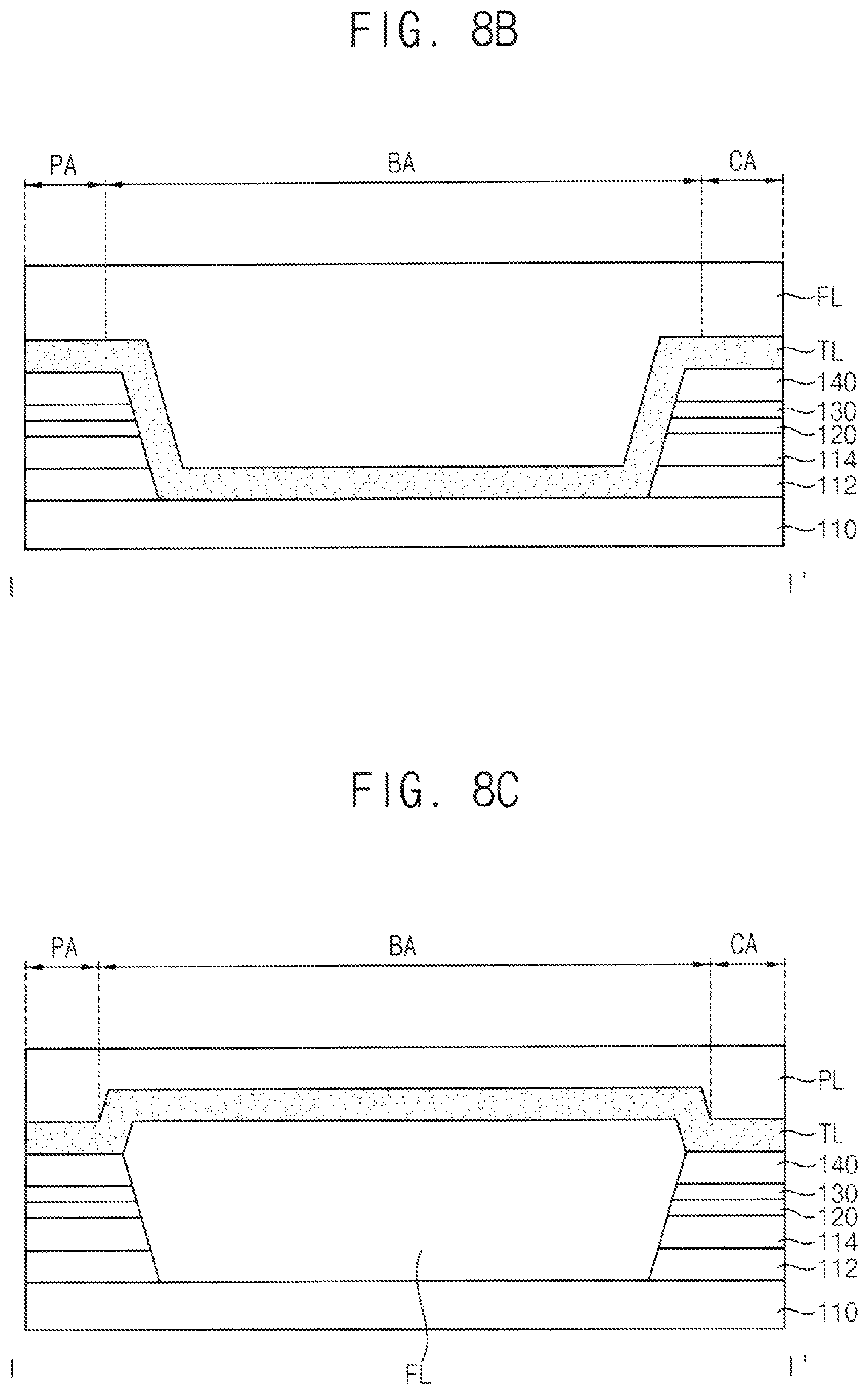 Patent US11832471 Figure 8 – Inorganic layer structure in bending area of display device and method of providing the same