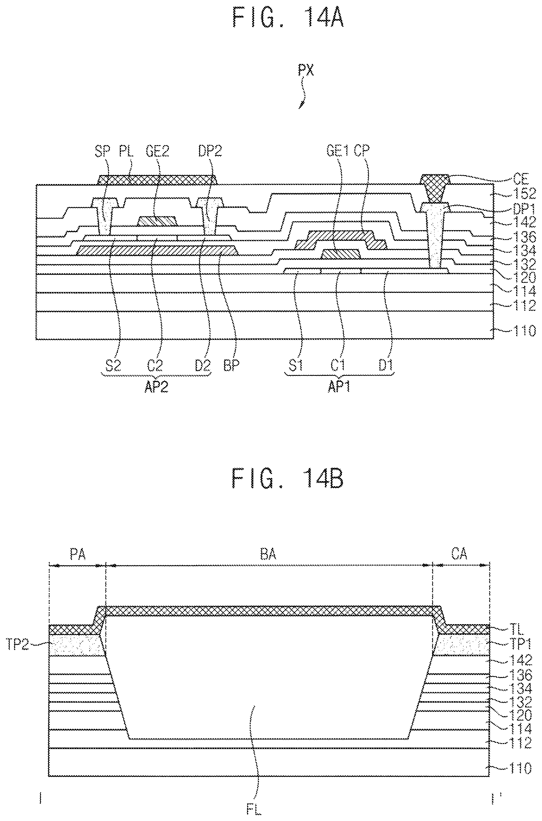 Patent US11832471 Figure 14 – Inorganic layer structure in bending area of display device and method of providing the same