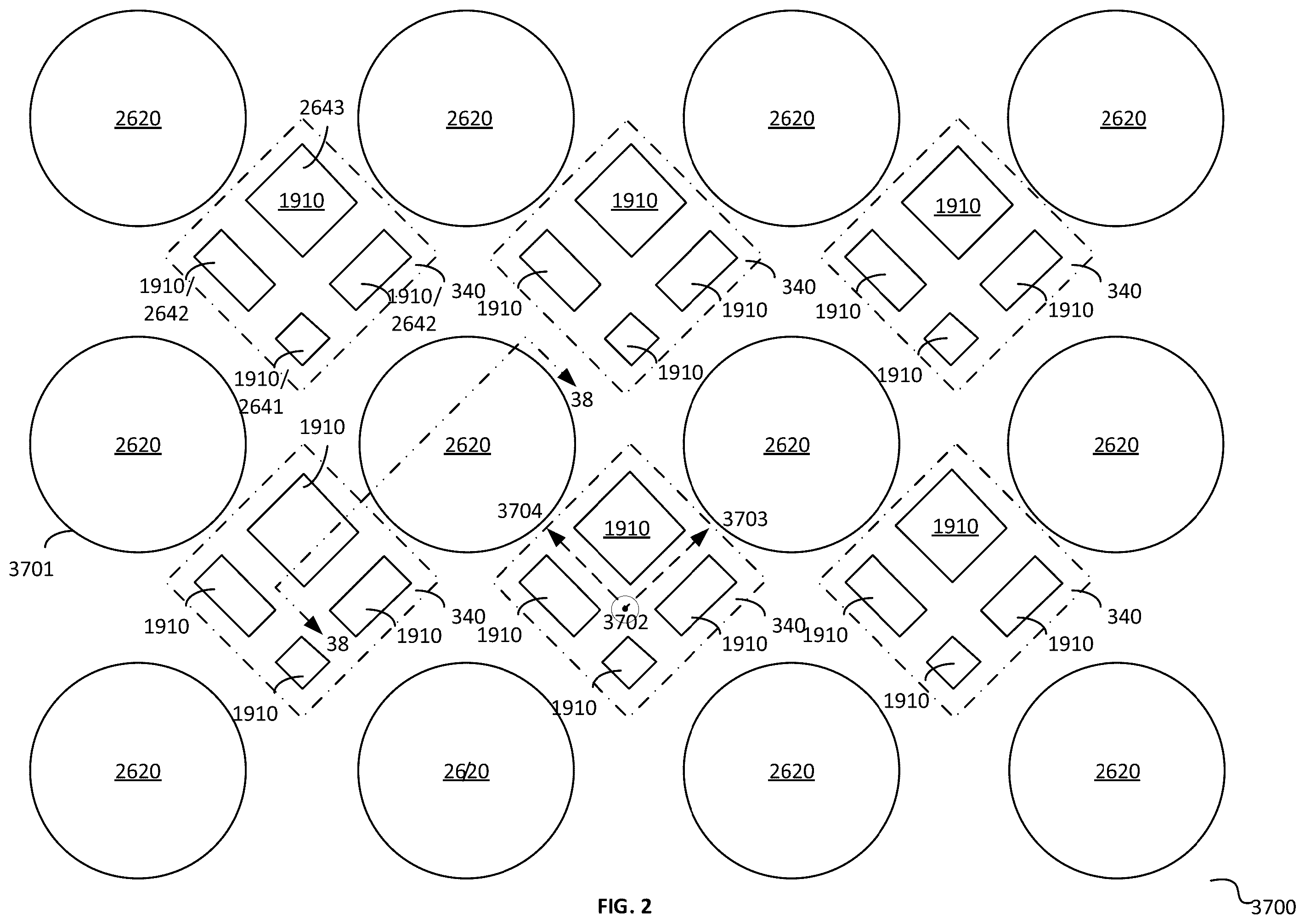 Patent US11832473 Figure 2 – Optoelectronic device including light transmissive regions, with light diffraction characteristics