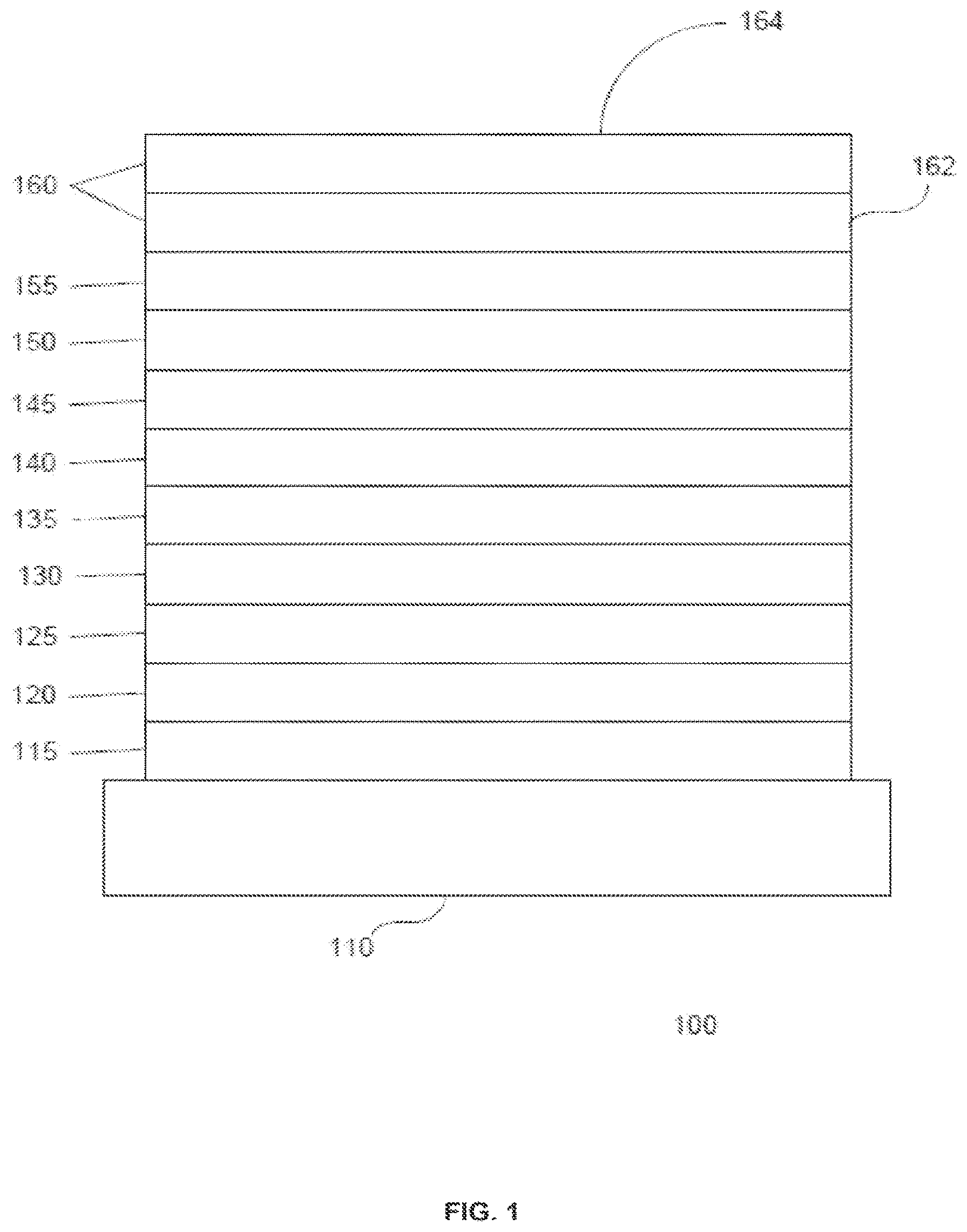 Patent US11832474 Figure 1 – OLED device having enhancement layer(s)
