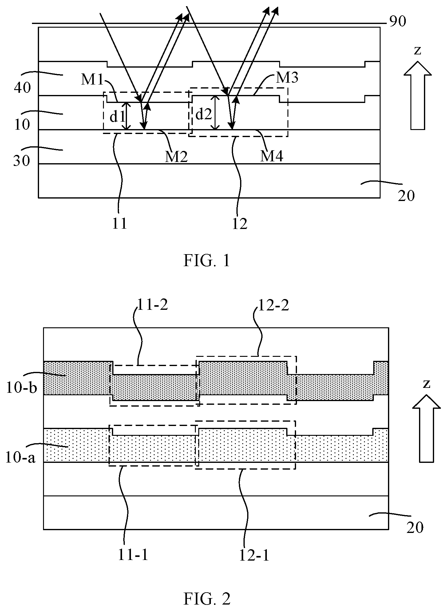 Patent US11832476 Figure 1 – Display panel and display device including multi-thickness sub-regions of a light transmitting layer