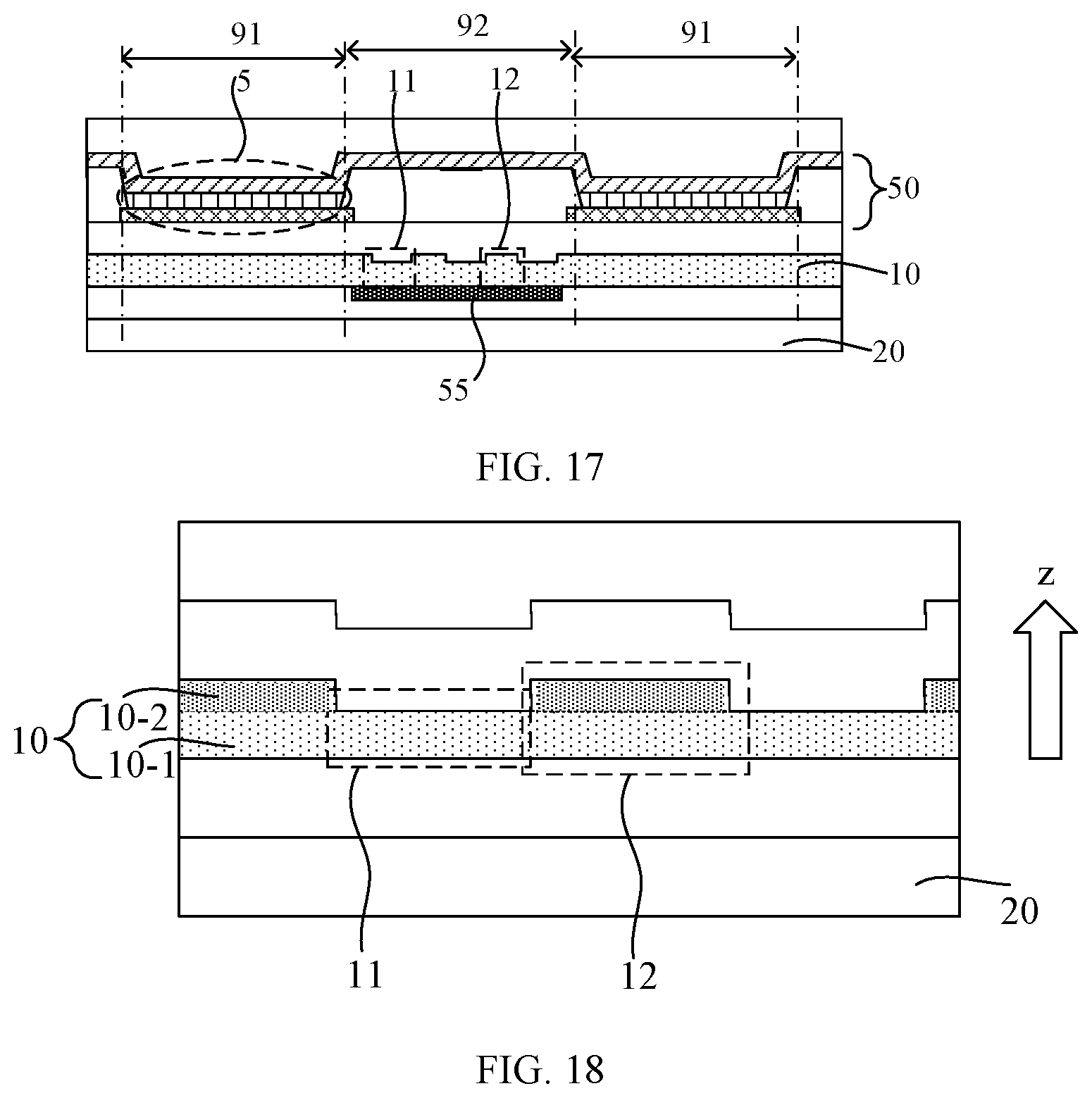 Patent US11832476 Figure 8 – Display panel and display device including multi-thickness sub-regions of a light transmitting layer
