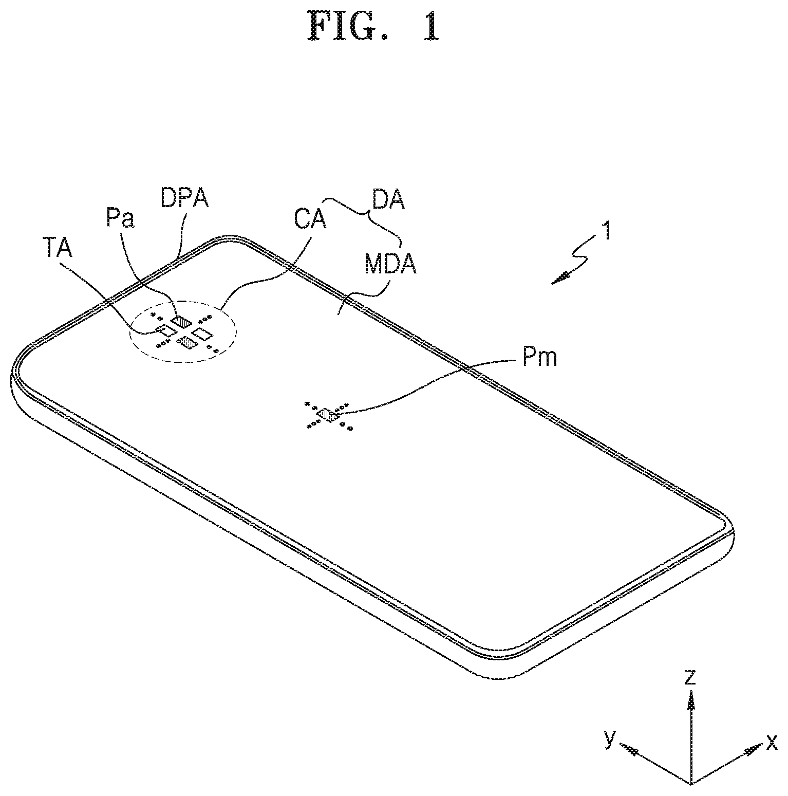Patent US11832479 — Display device which includes an expanded display area — Figure 1