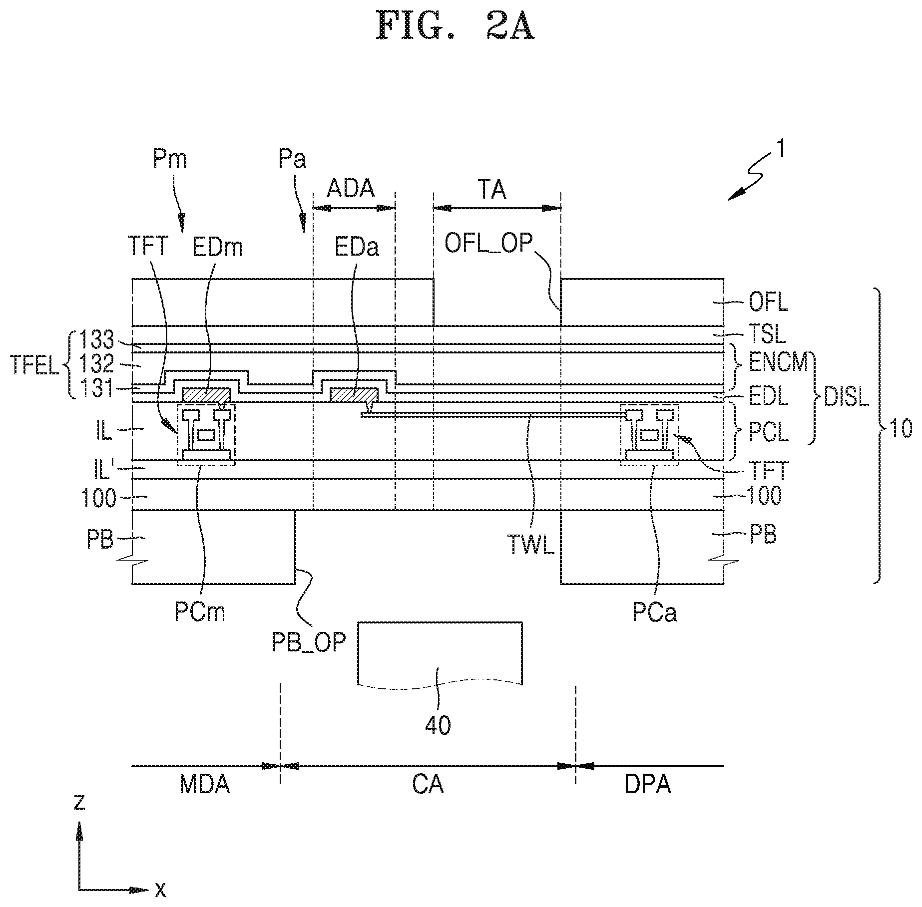 Patent US11832479 Figure 2 – Display device which includes an expanded display area