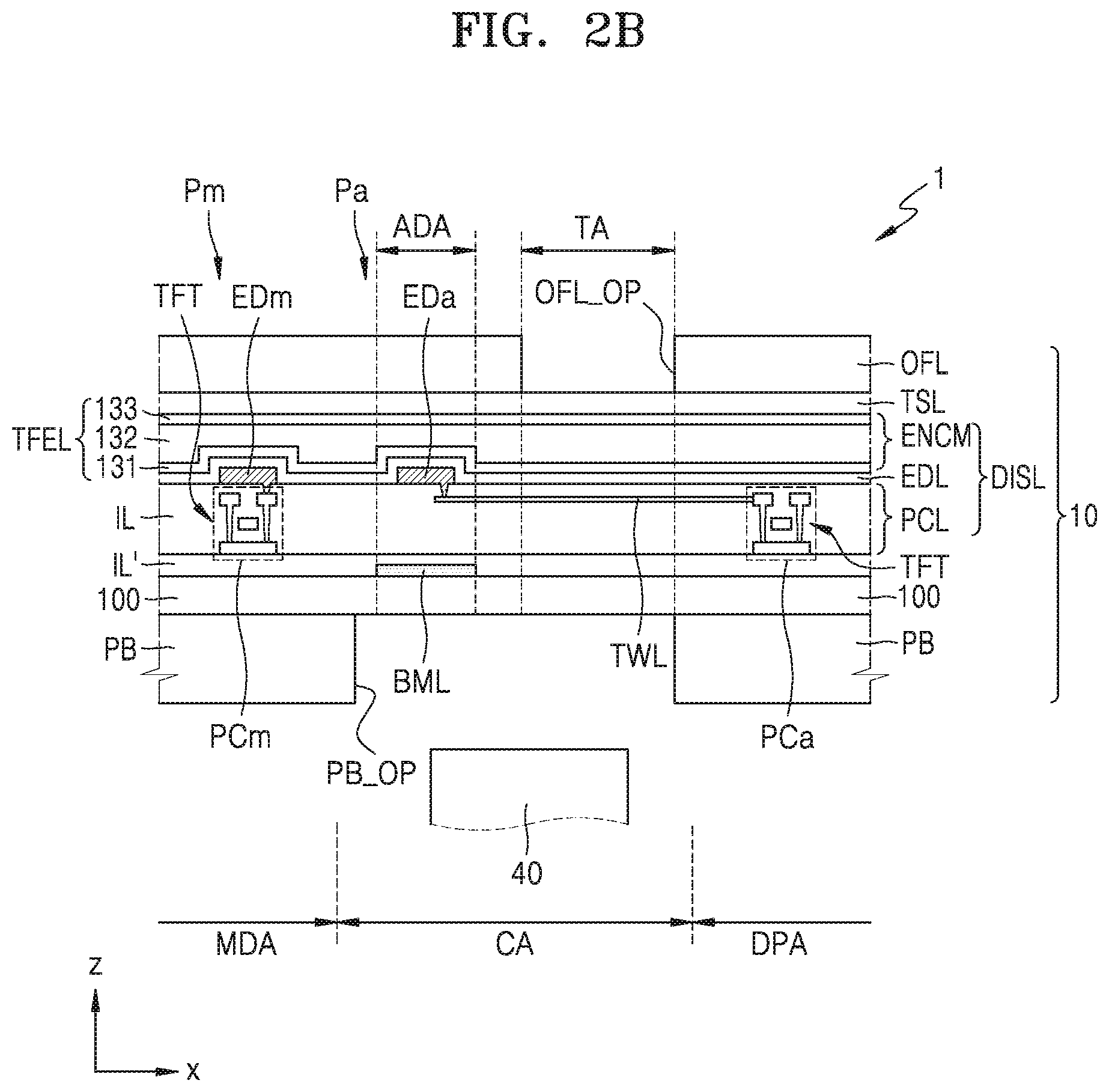 Patent US11832479 Figure 3 – Display device which includes an expanded display area
