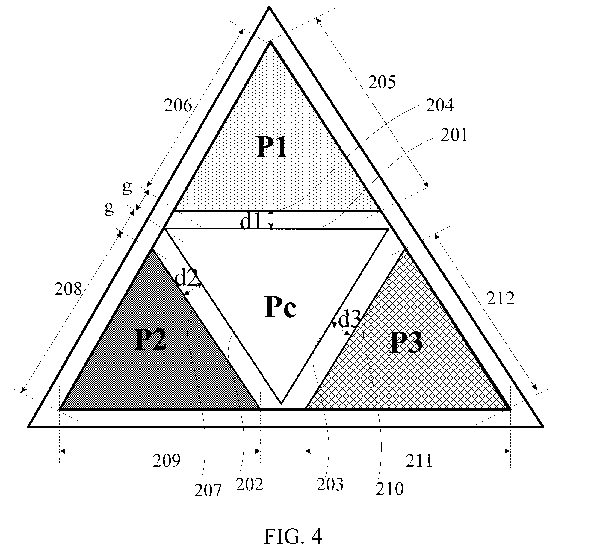 Patent US11832491 Figure 4 – Pixel structure with different distance between adjacent subpixels and pixels, display substrate and driving method therefor, and display device