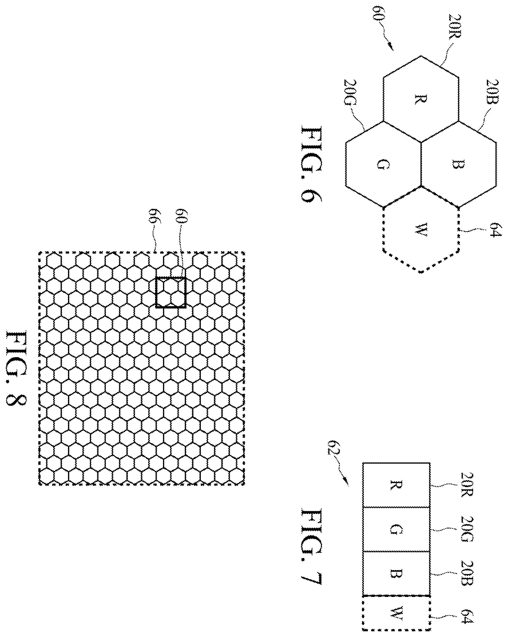 Patent US11832496 Figure 5 – Color display with color filter layer comprising two-dimensional photonic crystals formed in a dielectric layer