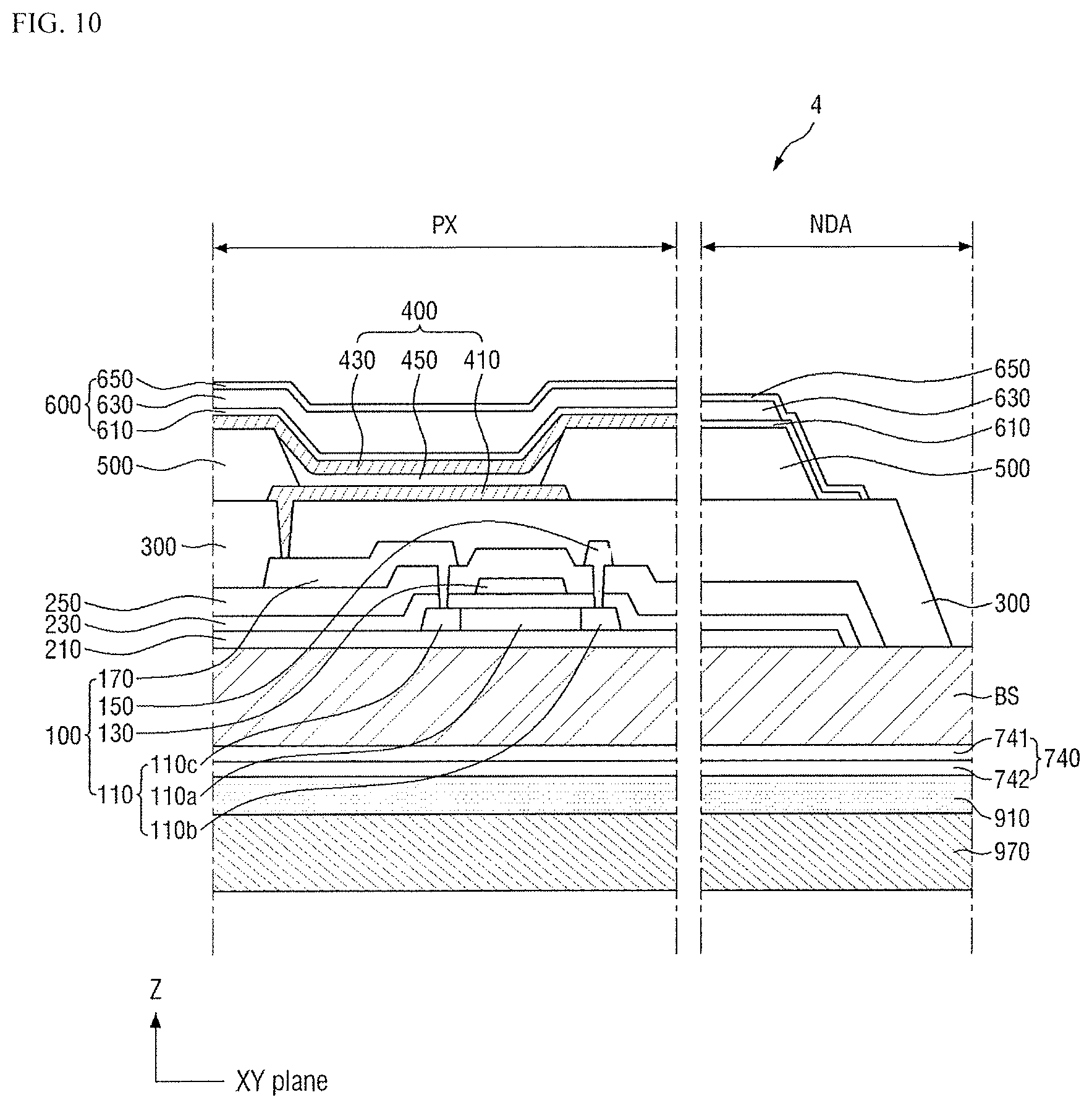 Patent US11832503 Figure 10 – Display device and method for manufacturing the same
