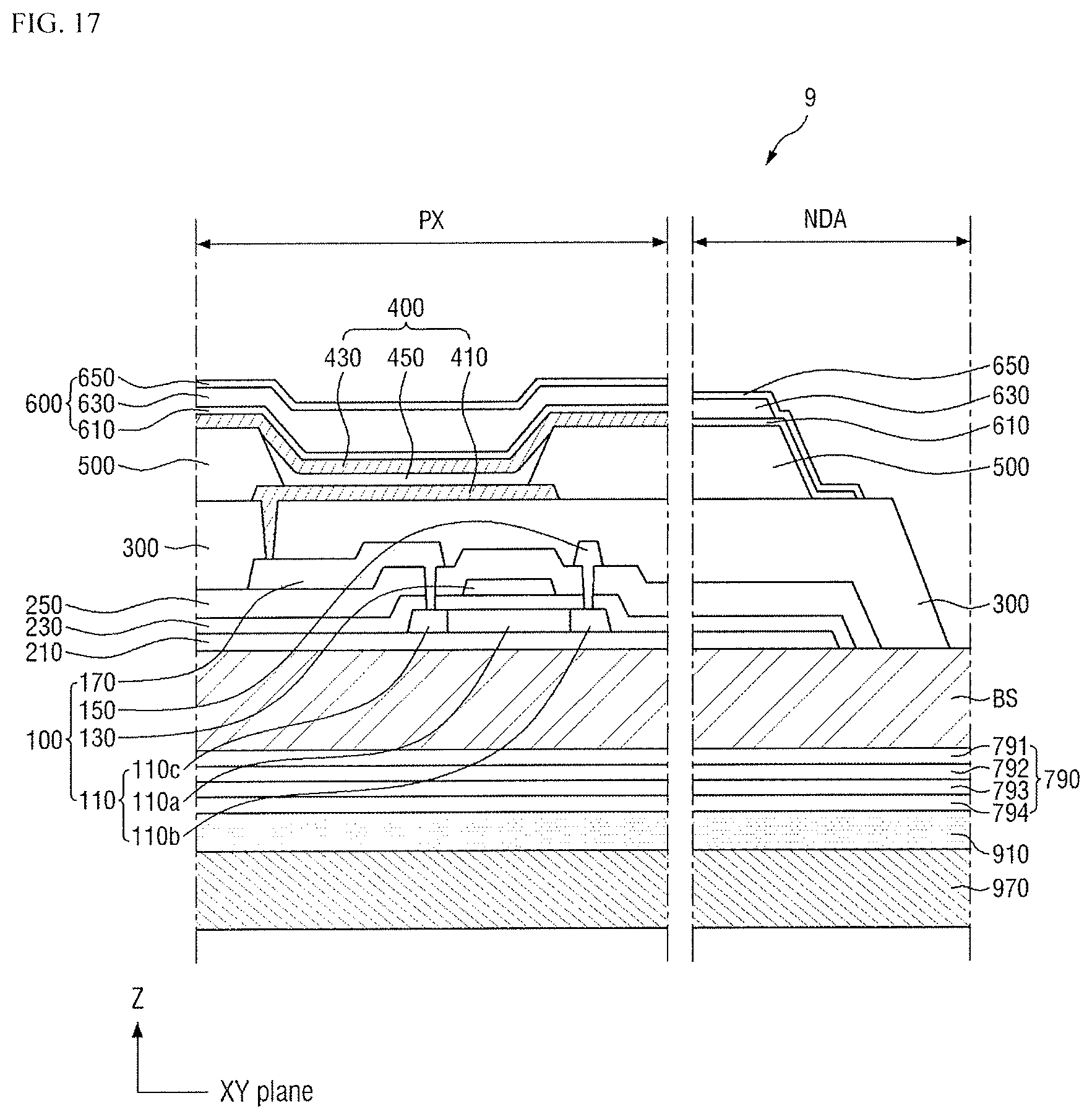 Patent US11832503 Figure 17 – Display device and method for manufacturing the same