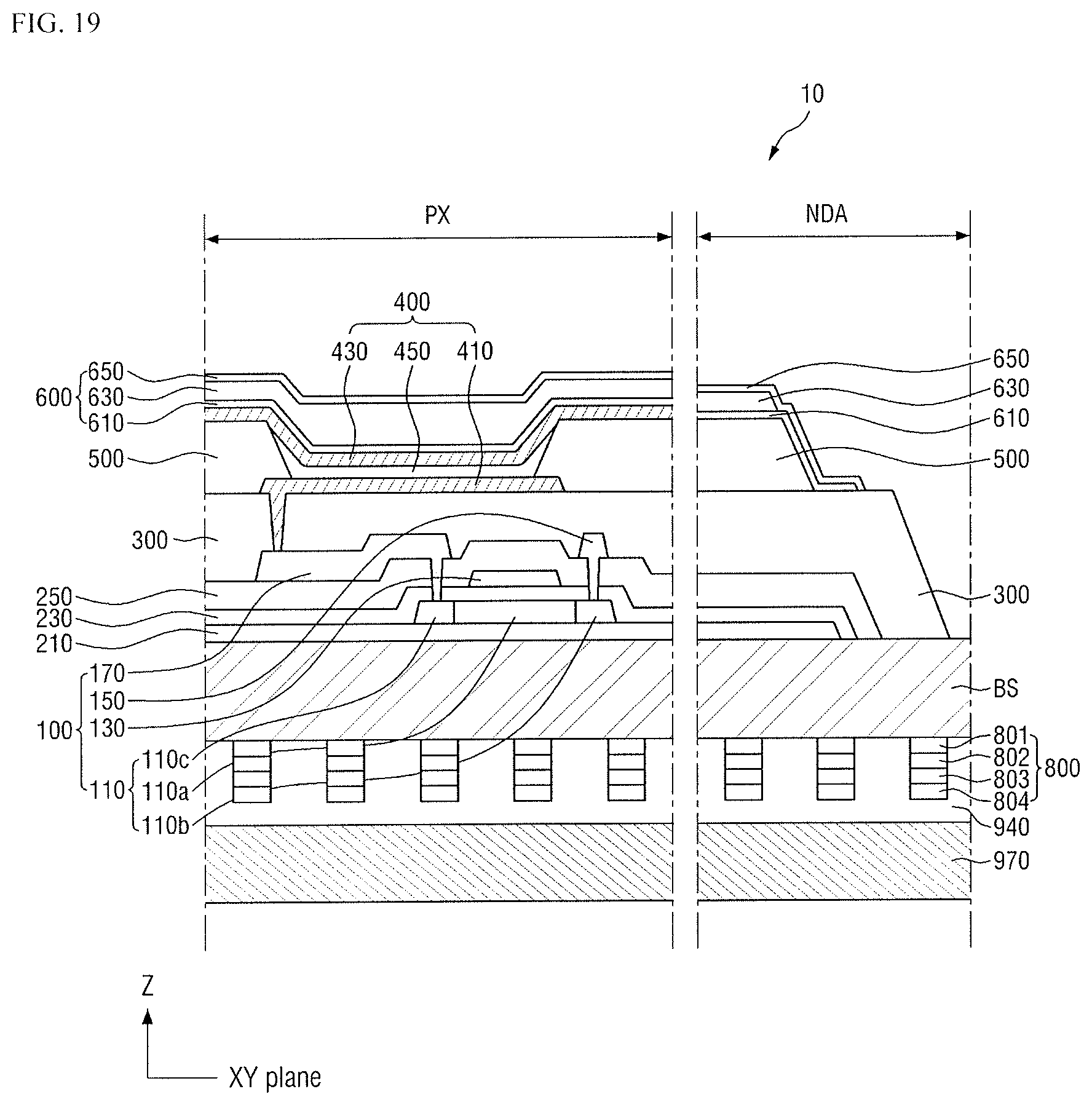 Patent US11832503 Figure 19 – Display device and method for manufacturing the same