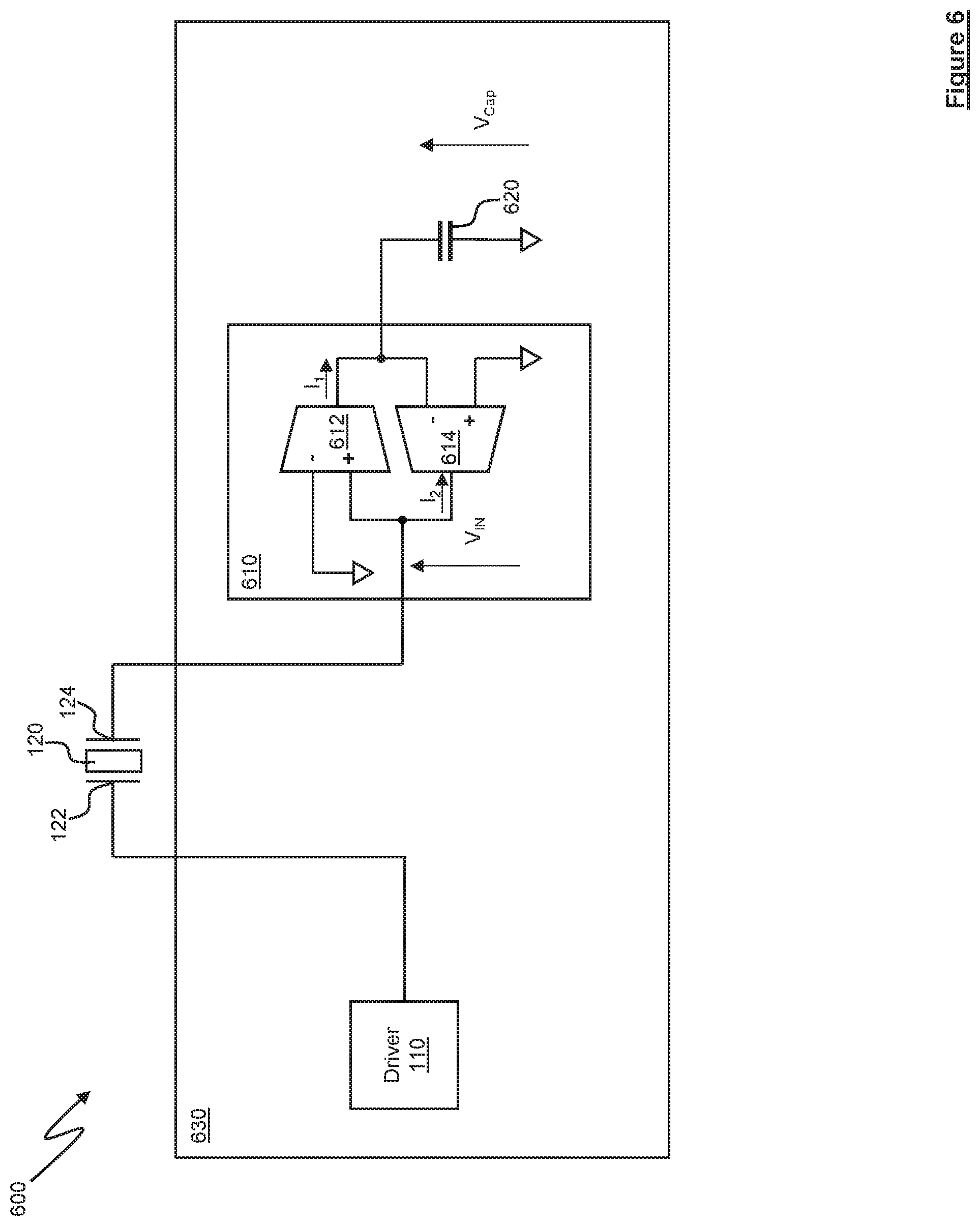 Patent US11832523 Figure 6 – Driver circuitry comprising active inductor circuitry for driving piezoelectric transducers
