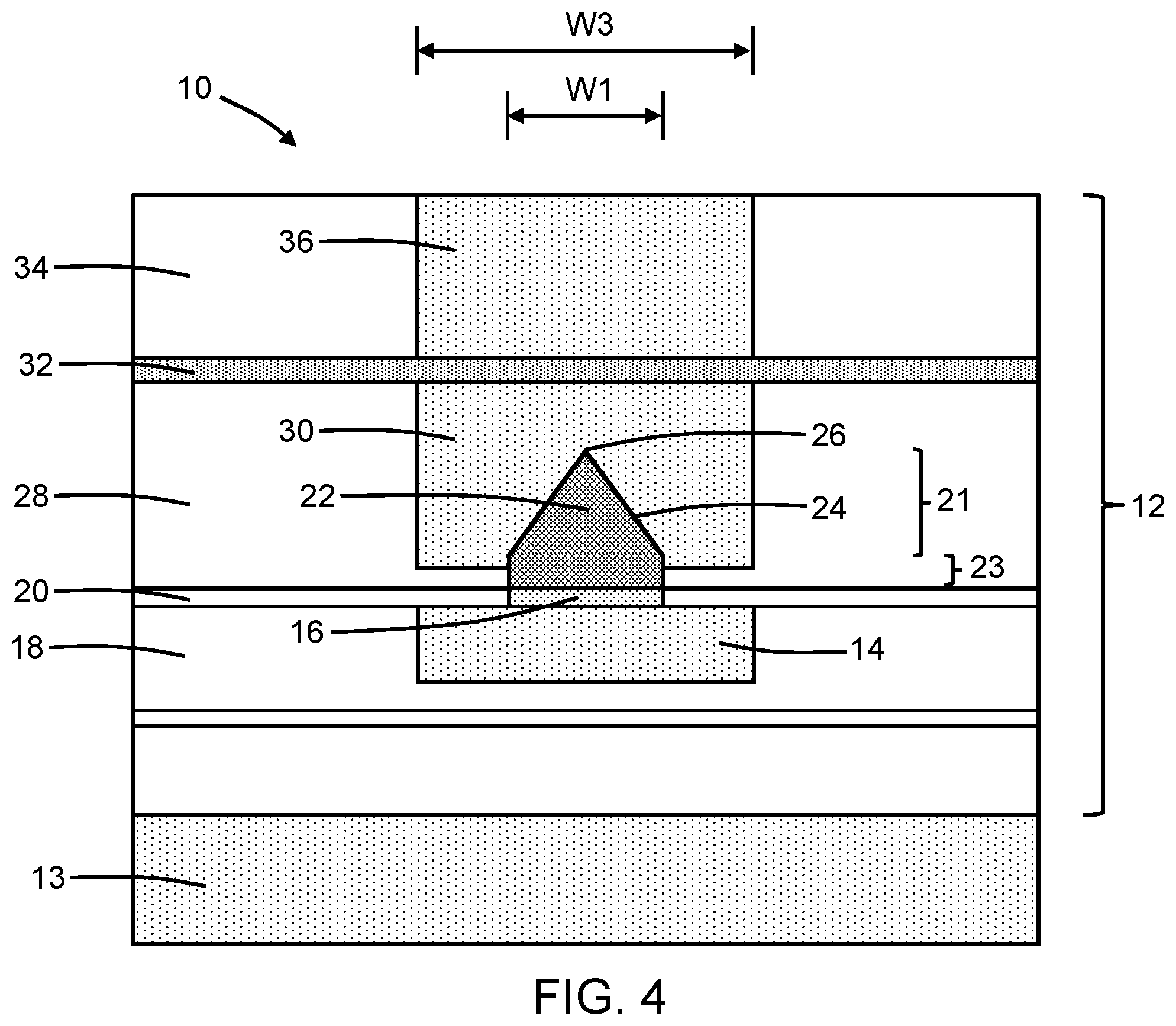 Patent US11832538 Figure 3 – Resistive memory elements with an embedded heating electrode
