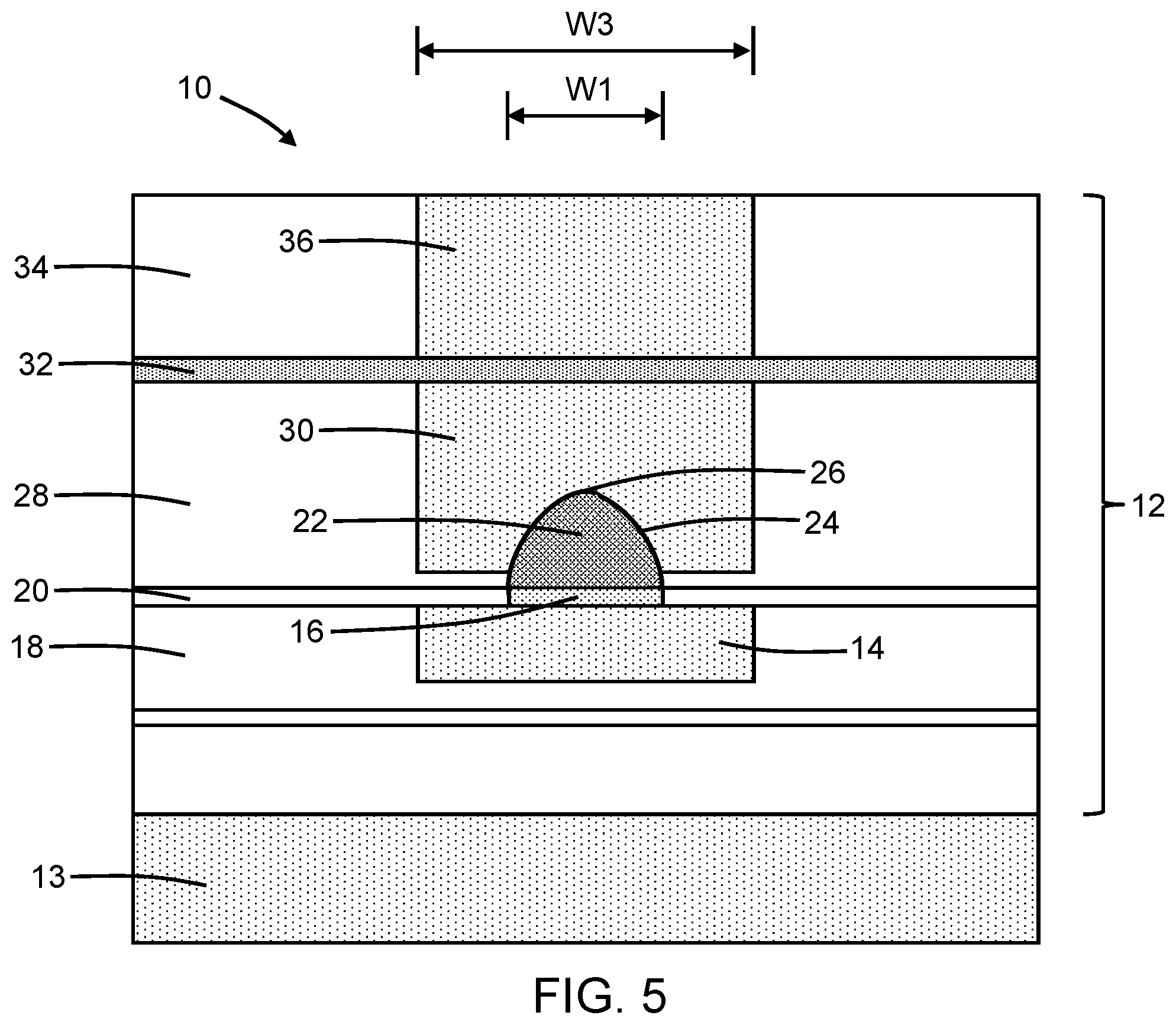 Patent US11832538 Figure 4 – Resistive memory elements with an embedded heating electrode