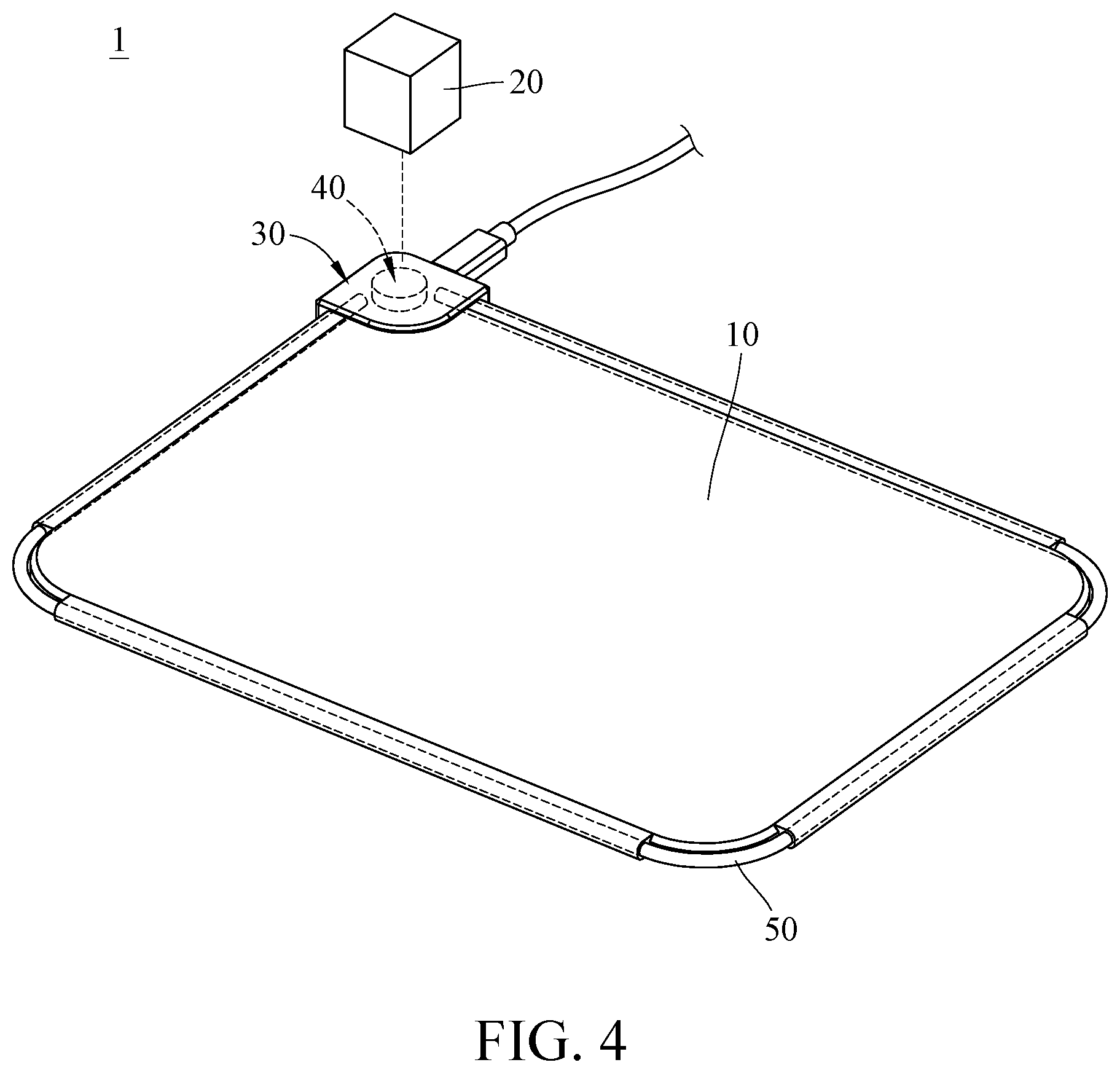 Patent US11836307 Figure 3 – Mouse pad with 3D decorative object