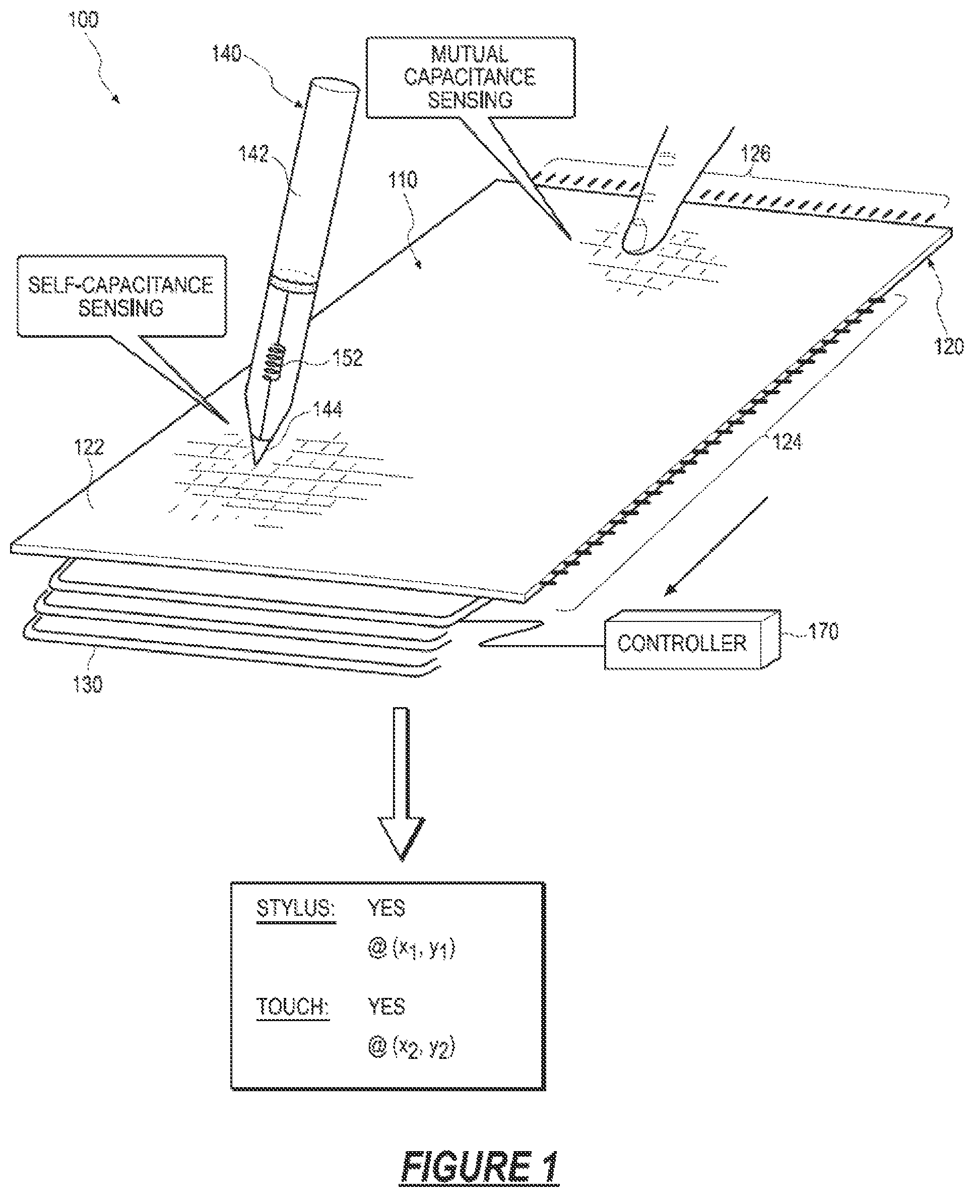 Patent US11836316 Figure 1 – Stylus and touch input system