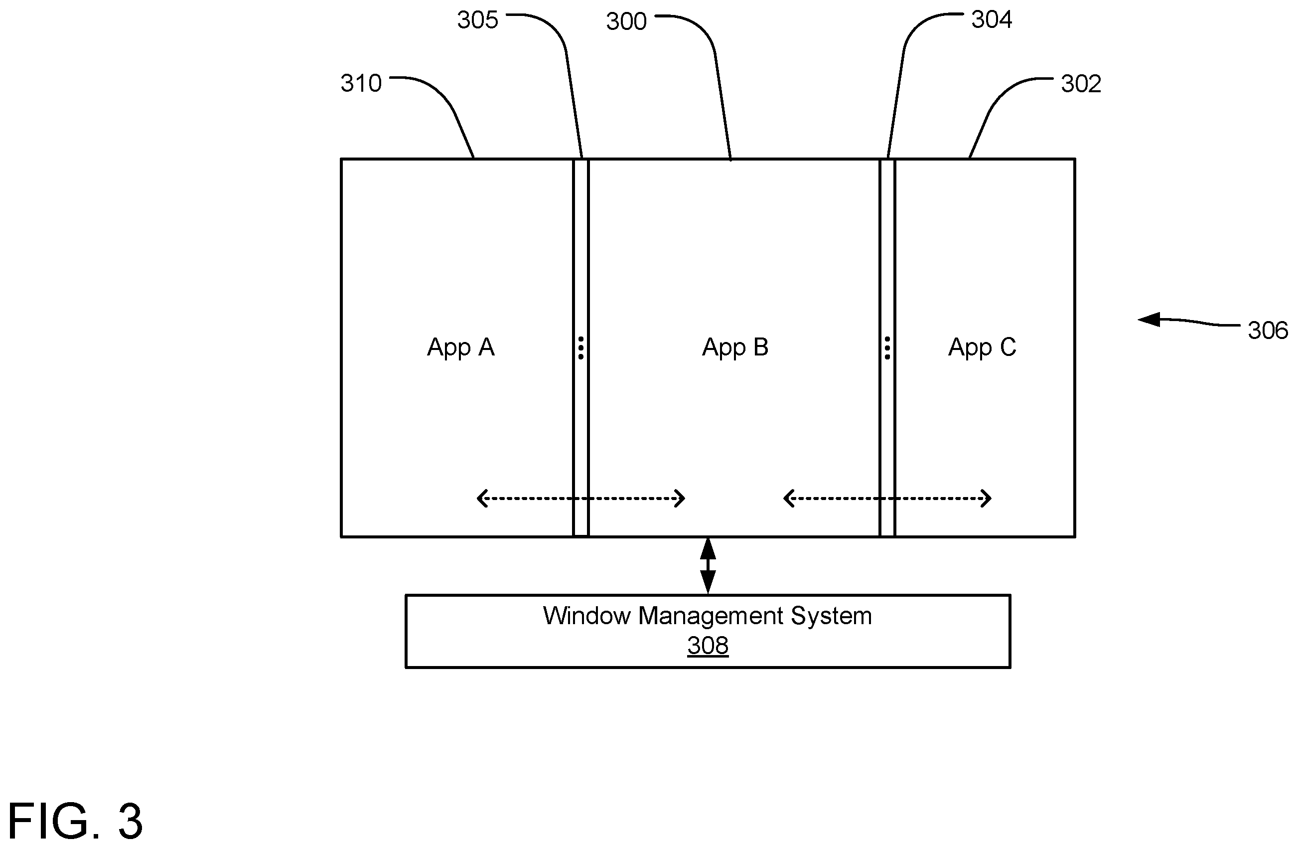 Patent US11836327 Figure 3 – Application window divider control for window layout management