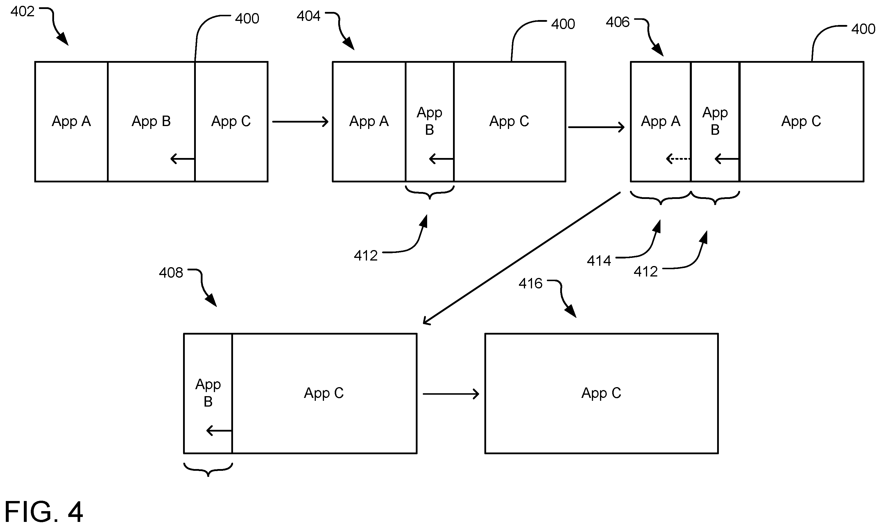Patent US11836327 Figure 4 – Application window divider control for window layout management
