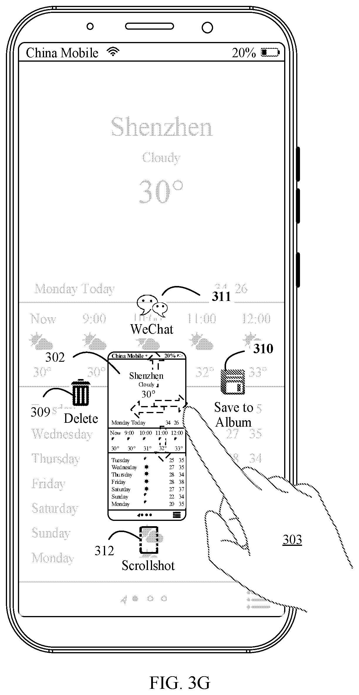 Patent US11836341 Figure 10 – Scrolling screenshot method and electronic device with screenshot editing interface