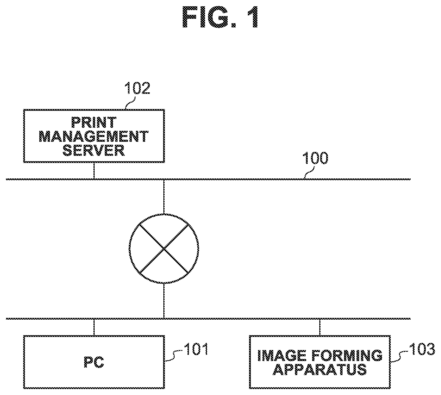 Patent US11836409 — Printing system, printing apparatus, server, control method, and non-transitory computer-readable storage medium for determining if a print job must be submitted through the server — Figure 1