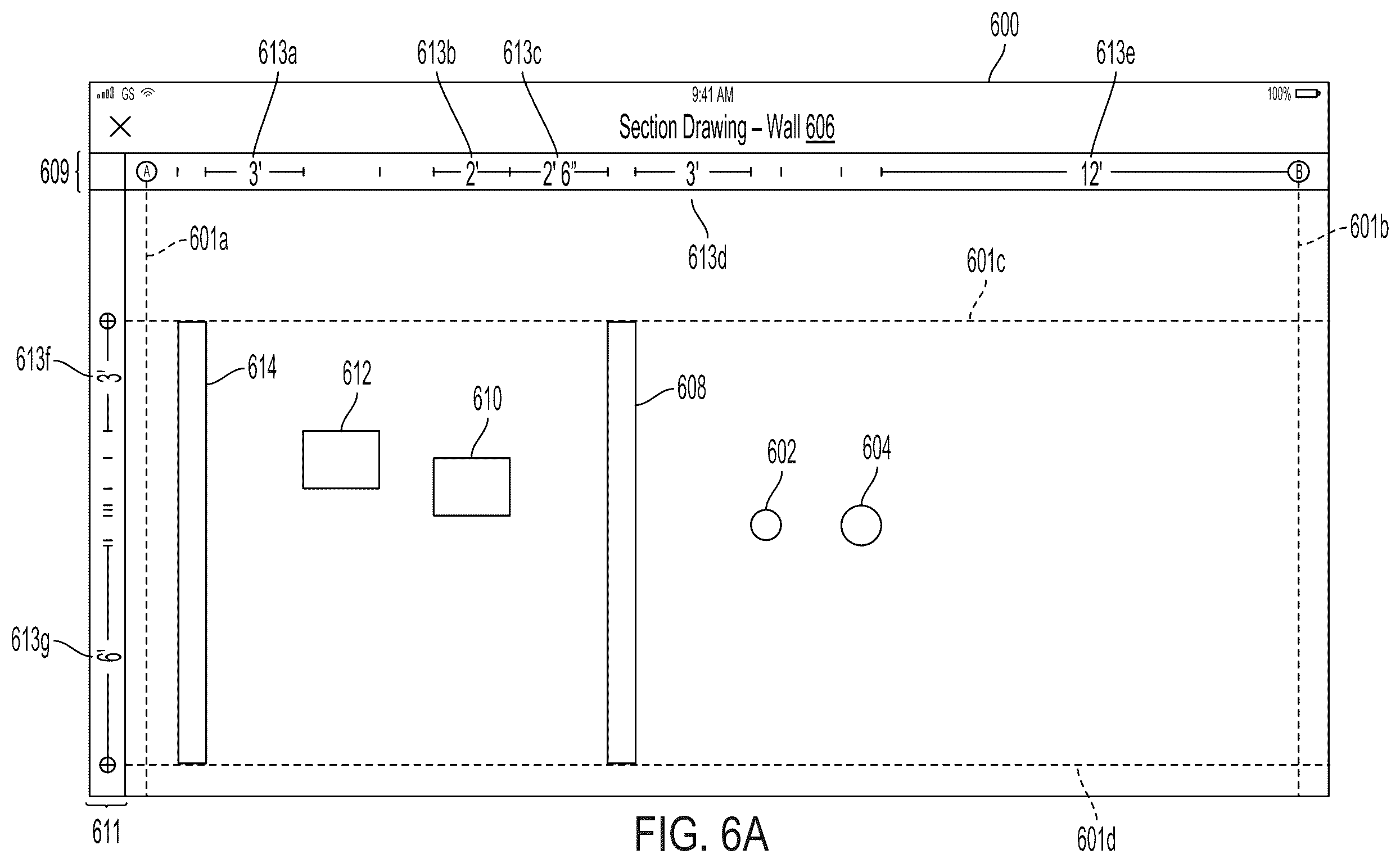 Patent US11836422 Figure 6 – Dynamic dimensioning indicators