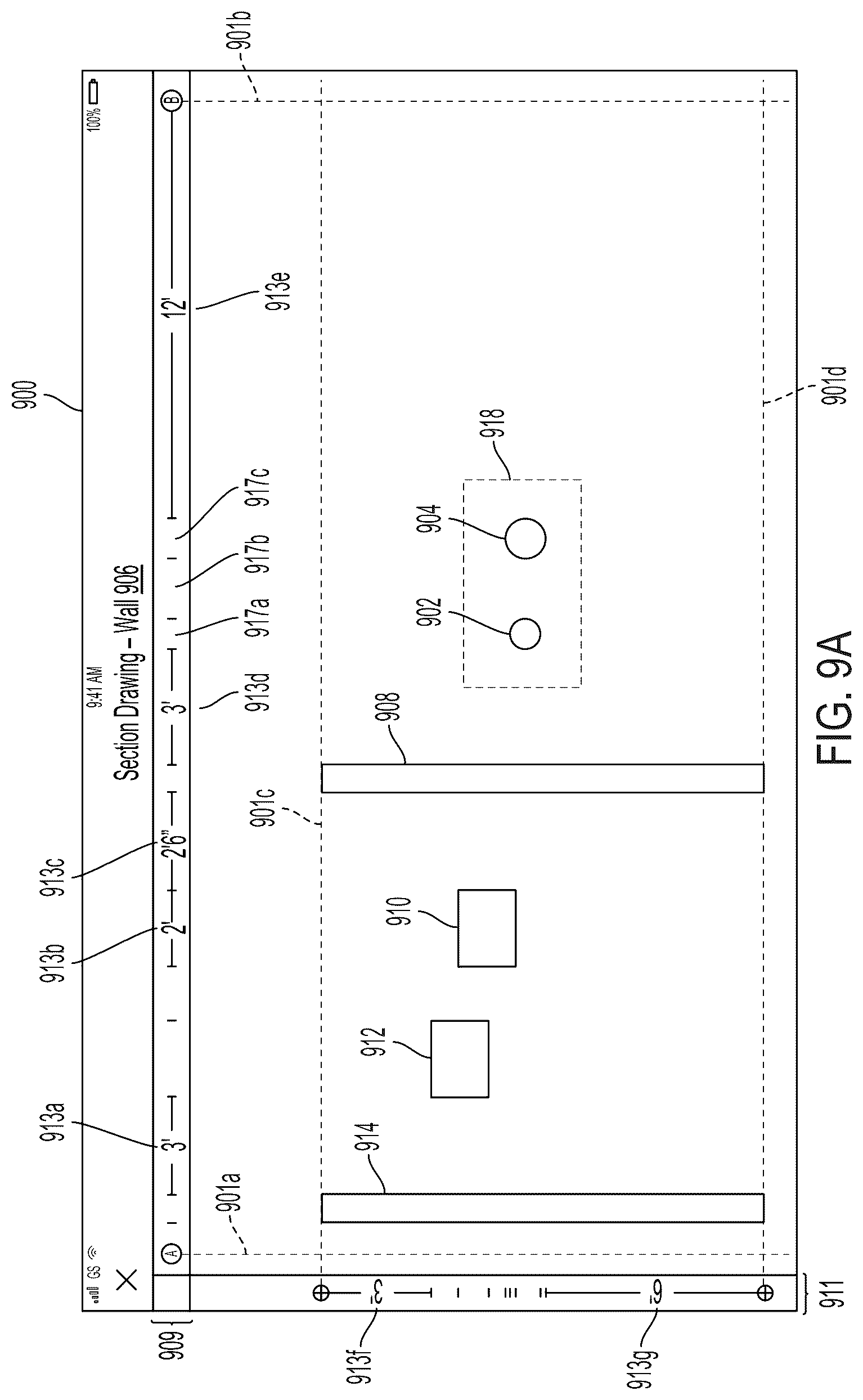 Patent US11836422 Figure 12 – Dynamic dimensioning indicators