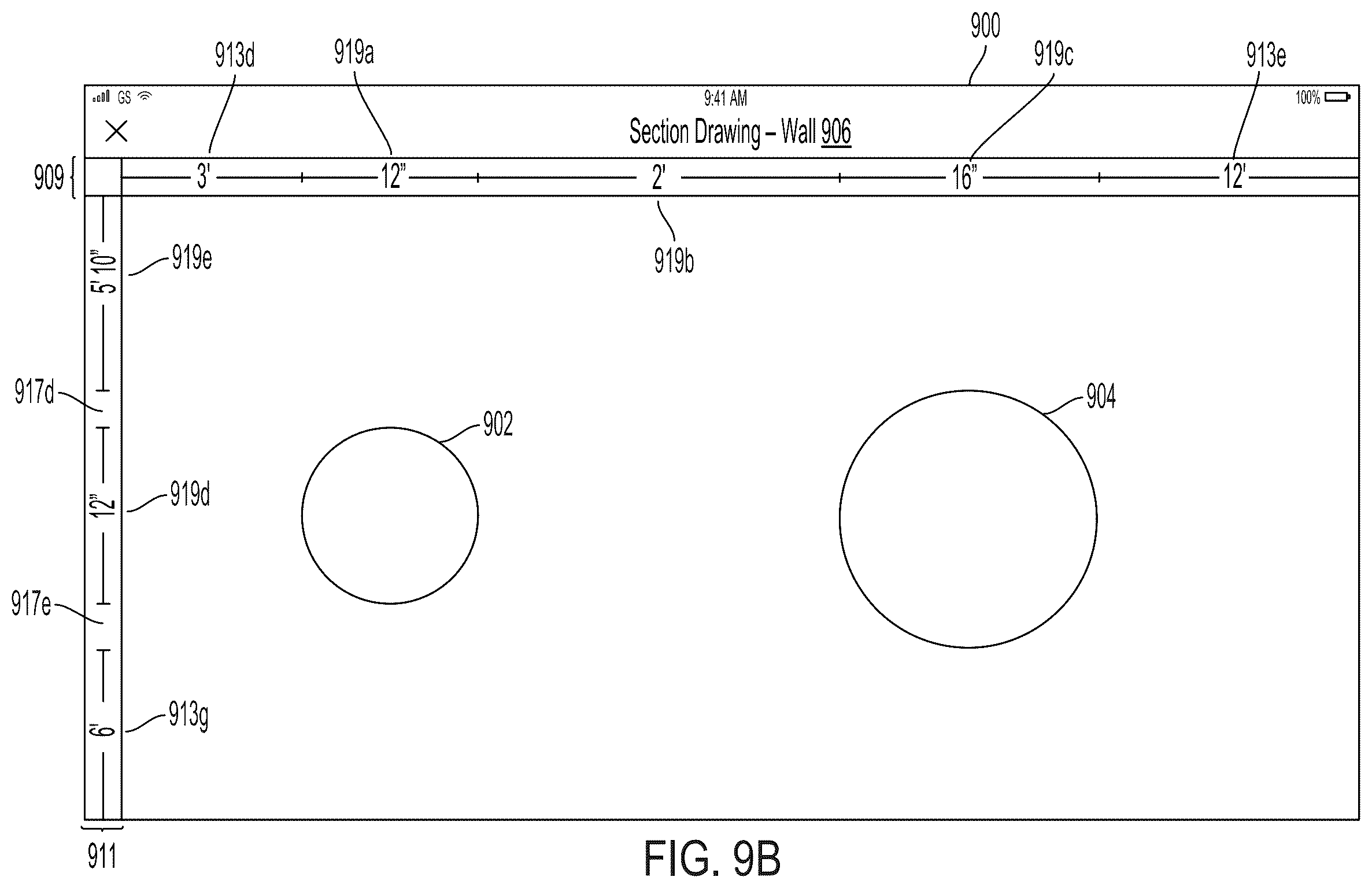 Patent US11836422 Figure 13 – Dynamic dimensioning indicators