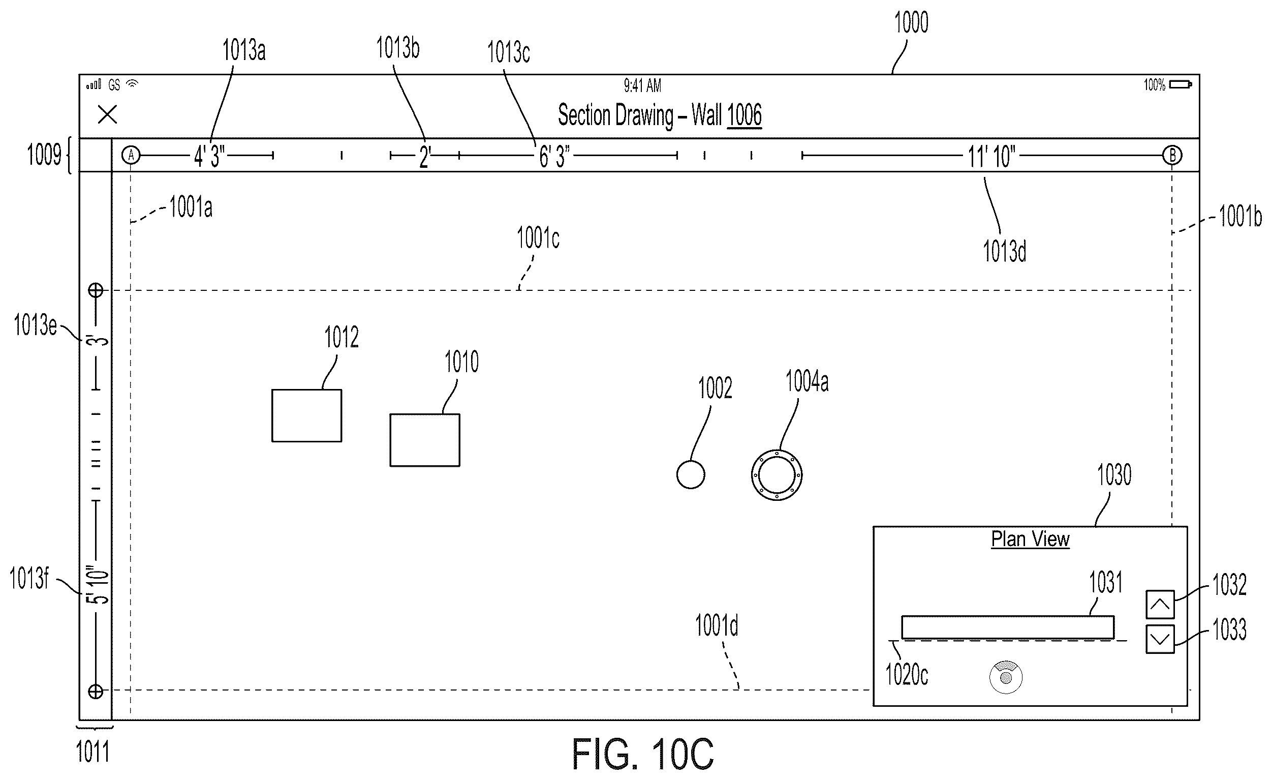 Patent US11836422 Figure 16 – Dynamic dimensioning indicators
