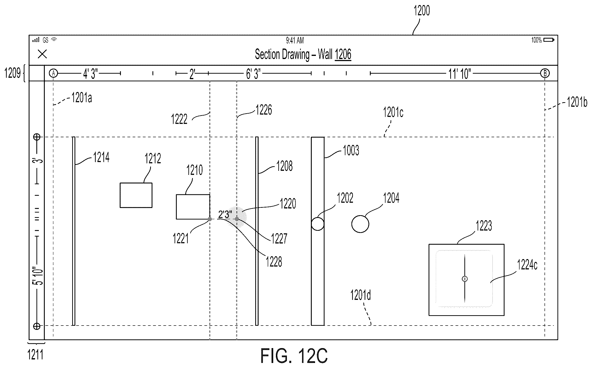 Patent US11836422 Figure 20 – Dynamic dimensioning indicators
