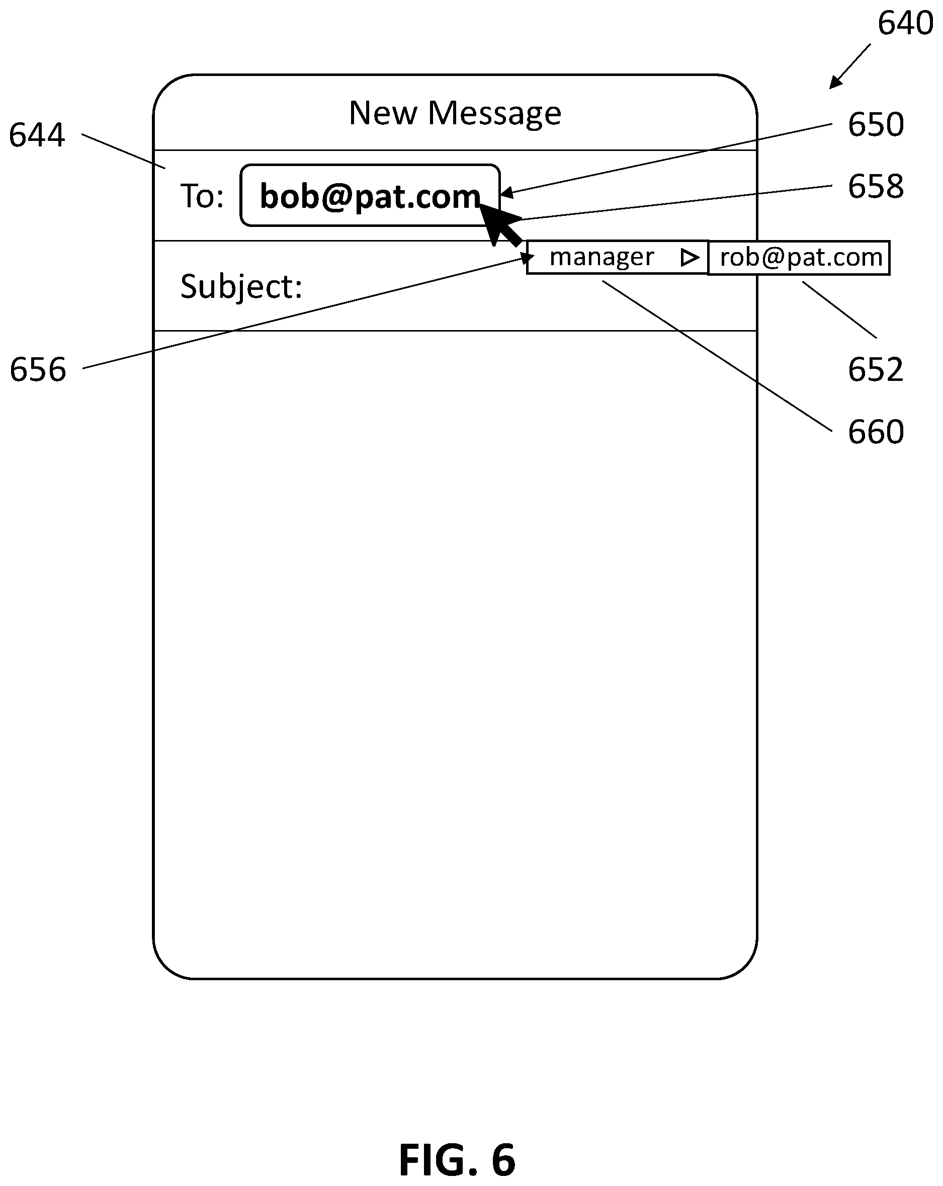 Patent US11836443 Figure 8 – Populating contact information within an electronic message based on contact relationship information