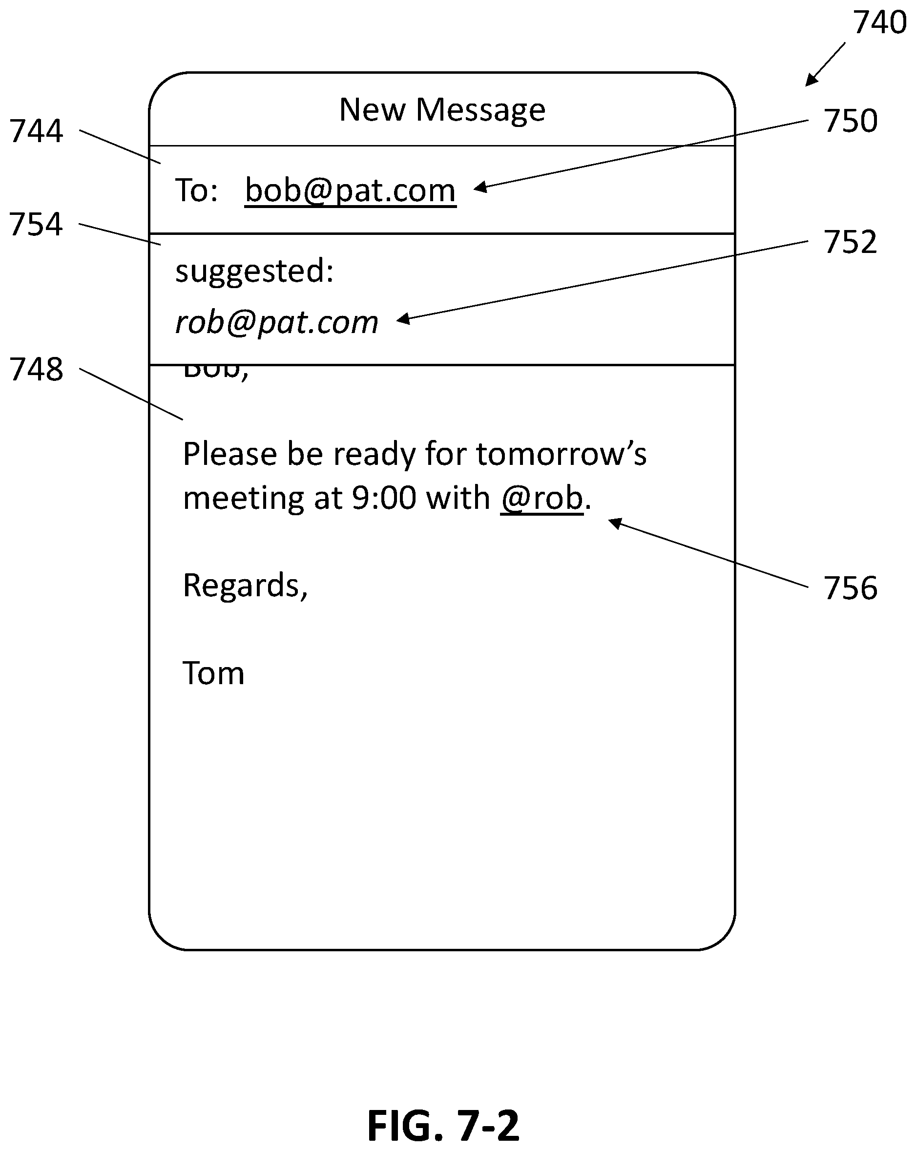 Patent US11836443 Figure 10 – Populating contact information within an electronic message based on contact relationship information