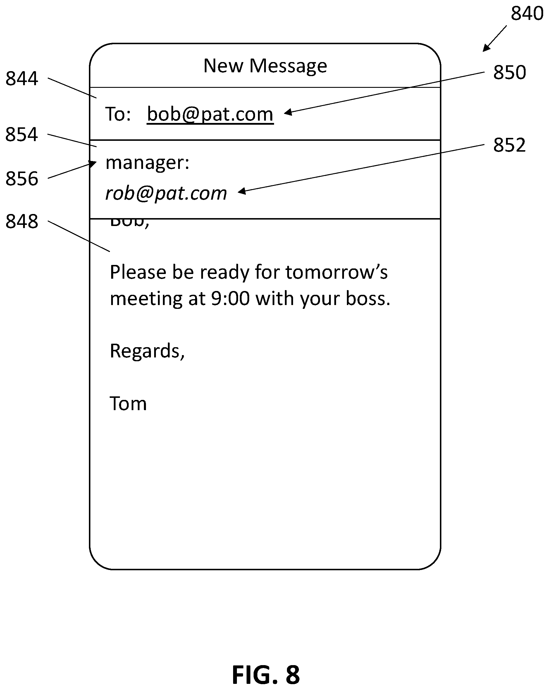 Patent US11836443 Figure 11 – Populating contact information within an electronic message based on contact relationship information