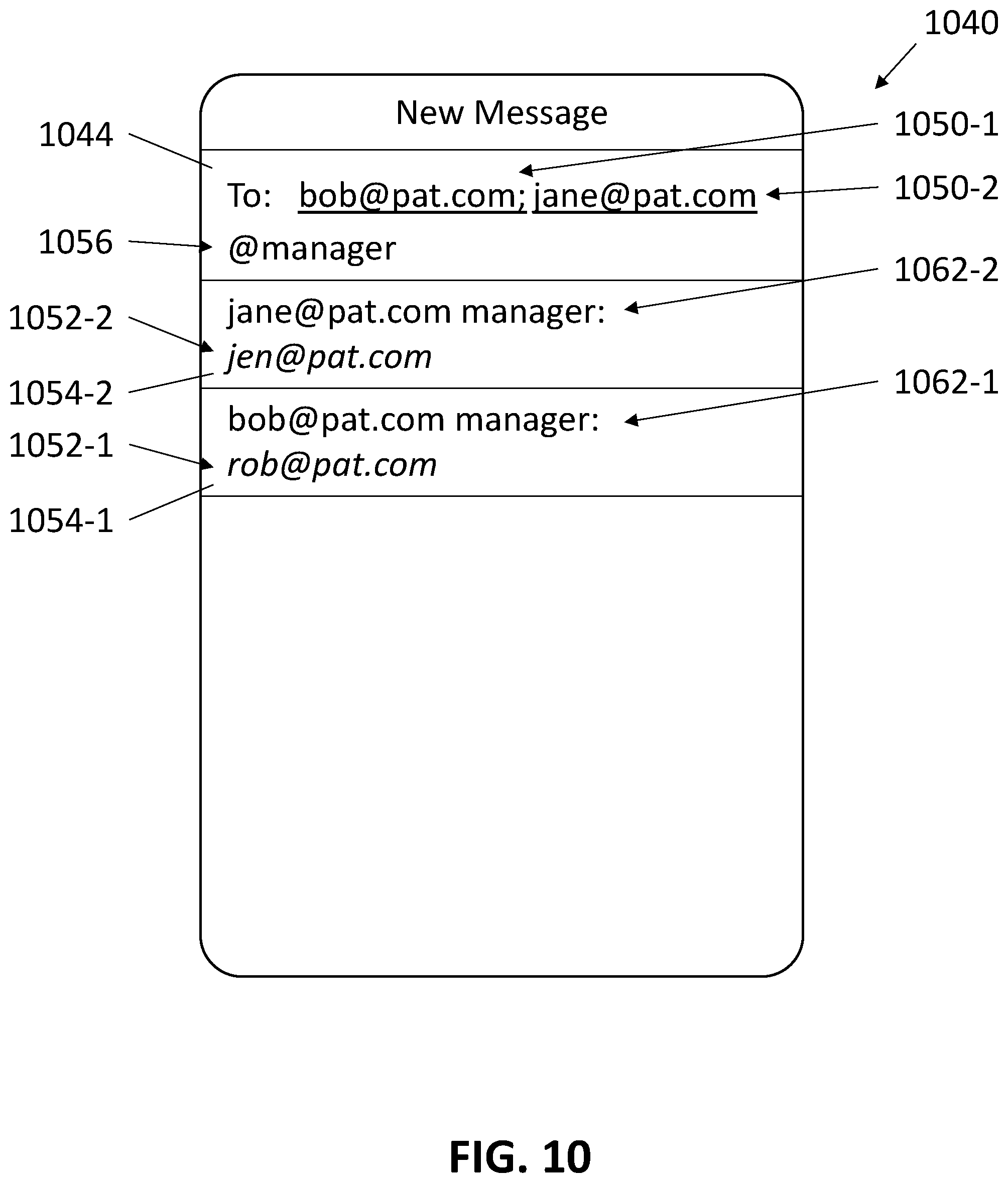 Patent US11836443 Figure 13 – Populating contact information within an electronic message based on contact relationship information