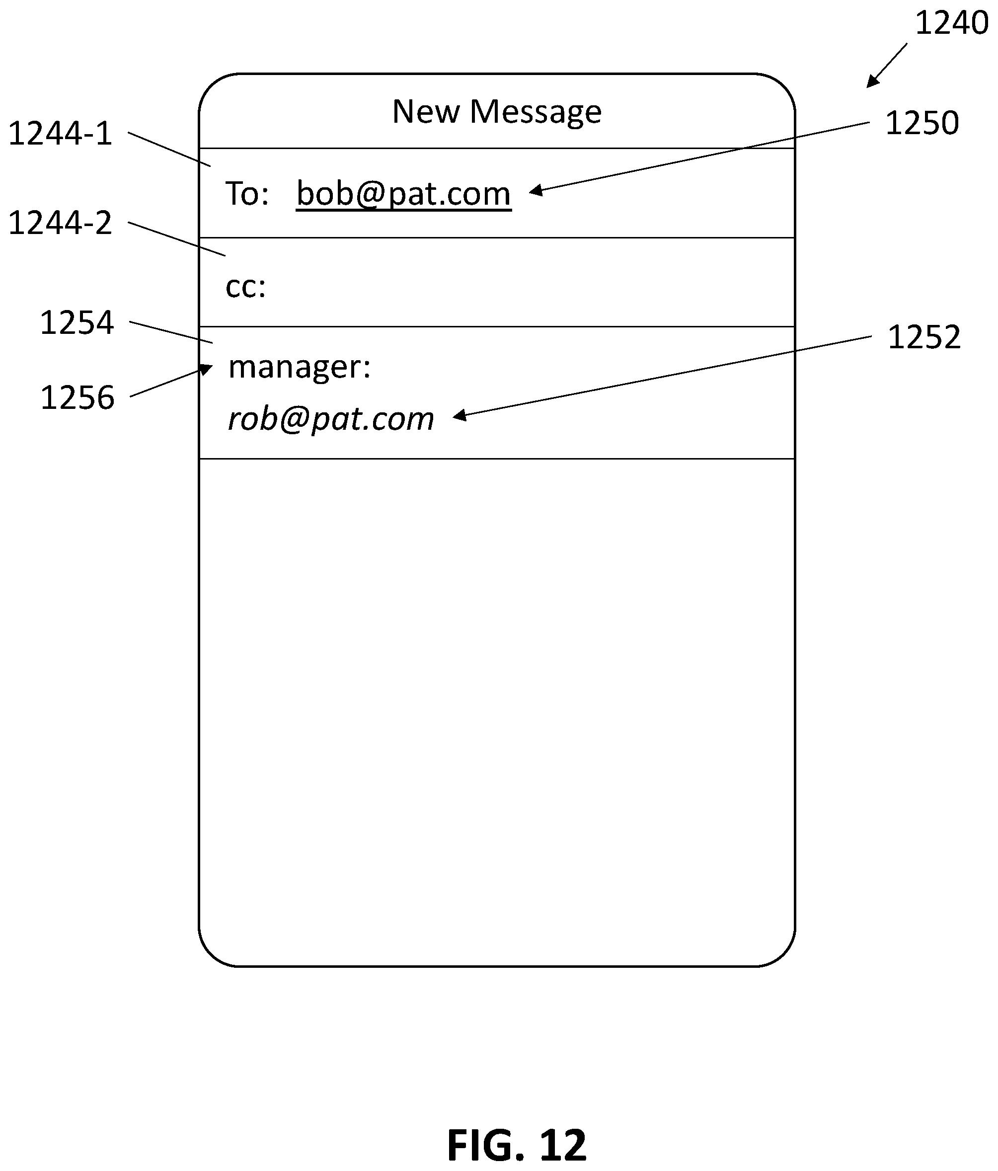 Patent US11836443 Figure 15 – Populating contact information within an electronic message based on contact relationship information