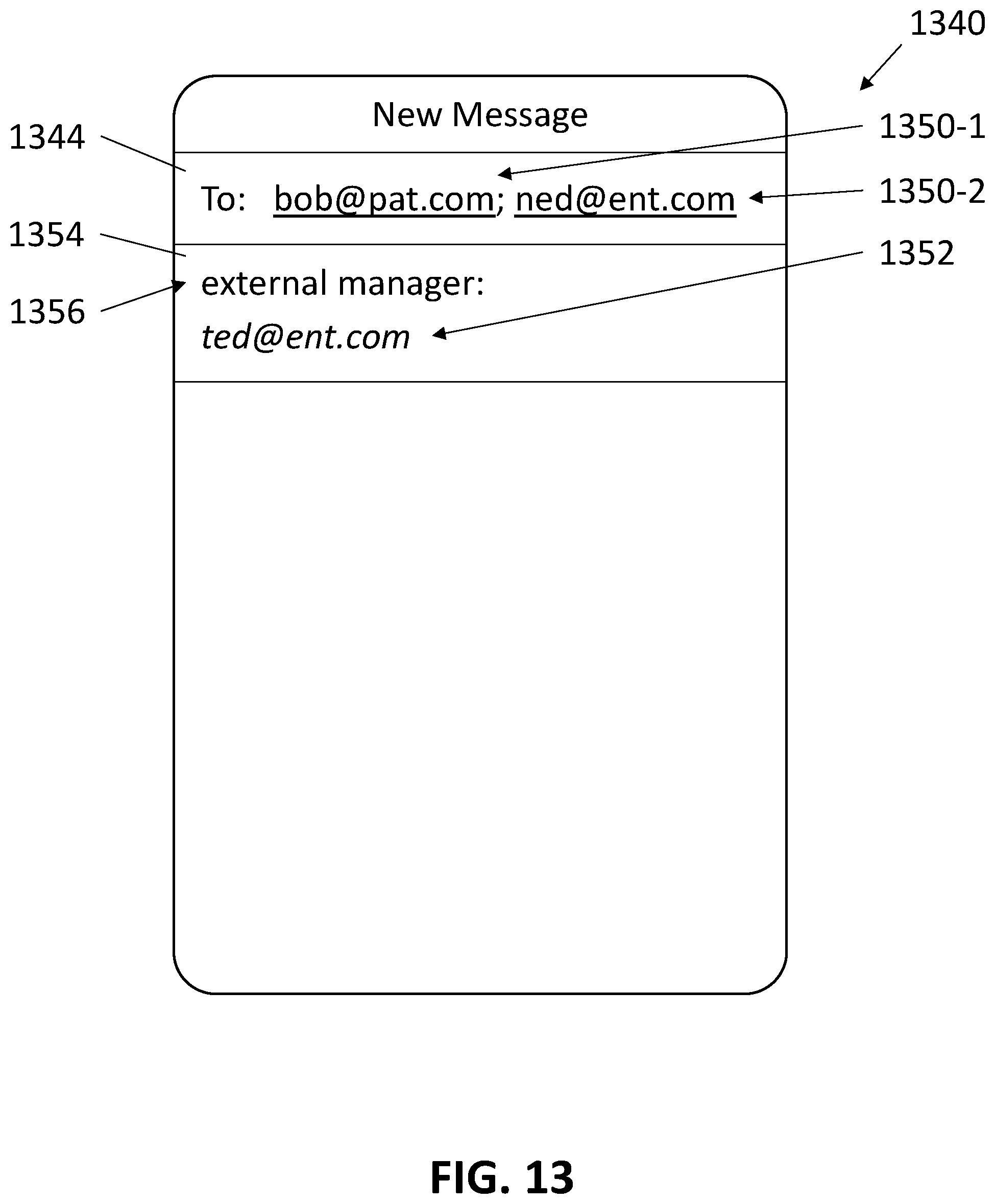 Patent US11836443 Figure 16 – Populating contact information within an electronic message based on contact relationship information